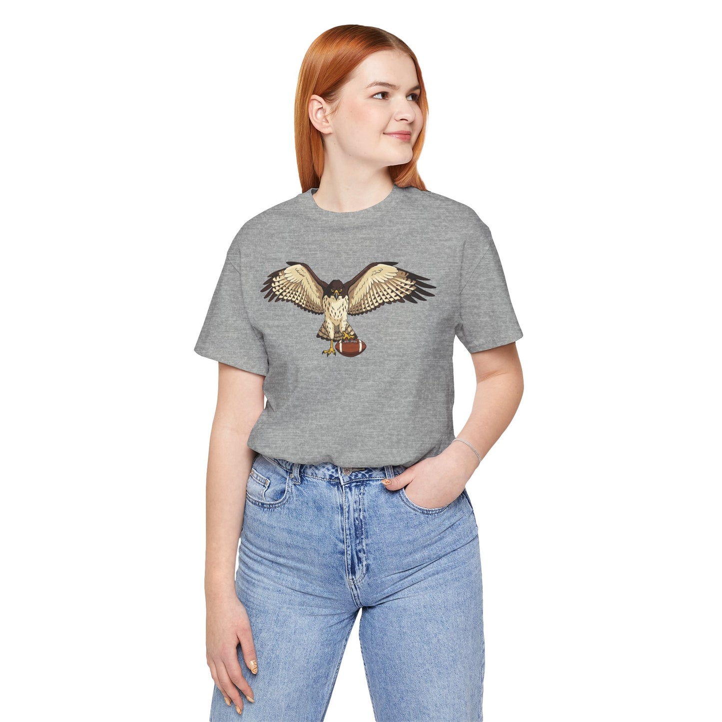 Hawk Football Shirt, Hawk Holding Football T Shirt, Football Mascot Tee, Bird Of Prey Shirt, Sports Fan Gift, Game Day Hawk Tee