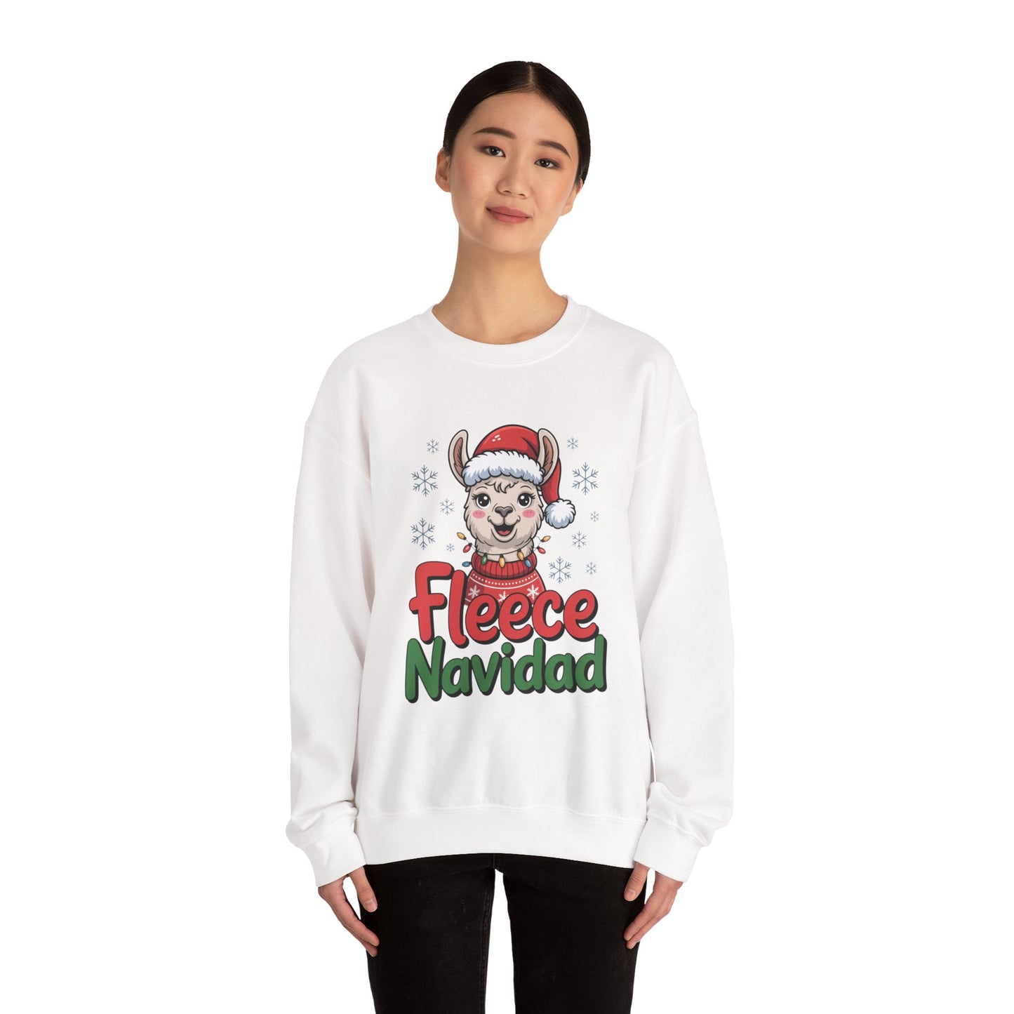 Fleece Navidad Christmas Sweatshirt, Funny Llama Holiday Sweater, Cozy Unisex Crewneck, Cute Christmas Pun Gift For Friends And Family