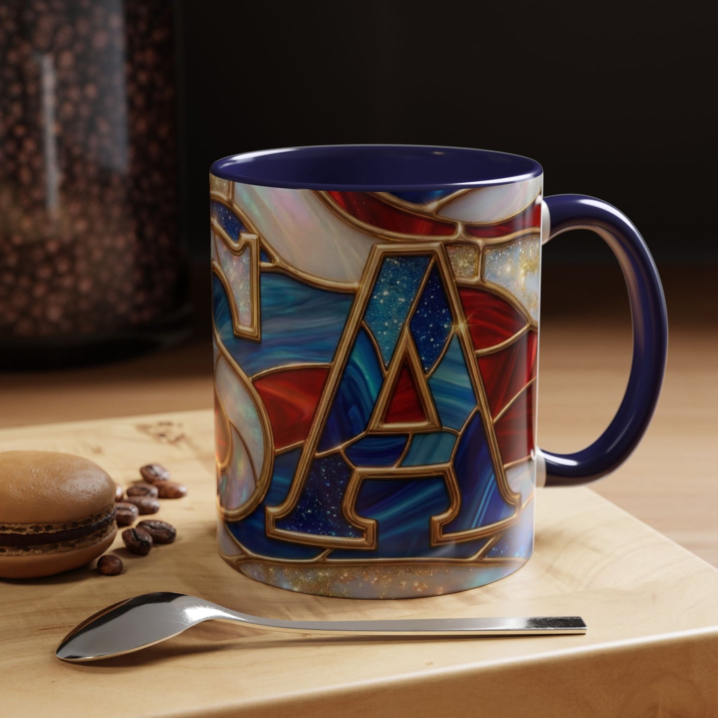 USA Patriotic Coffee Mug, Stained Glass USA Mug, Red White Blue Ceramic Mug, American Flag Style Mug, 11oz 15oz Mug