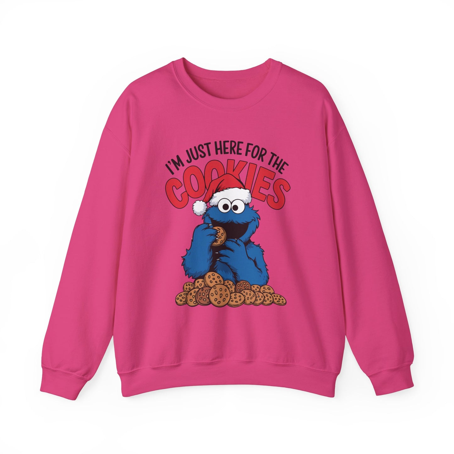 I’m Just Here for the Cookies Christmas Sweatshirt, Funny Holiday Sweater, Santa Cookie Lover Crewneck, Cozy Unisex Christmas Gift