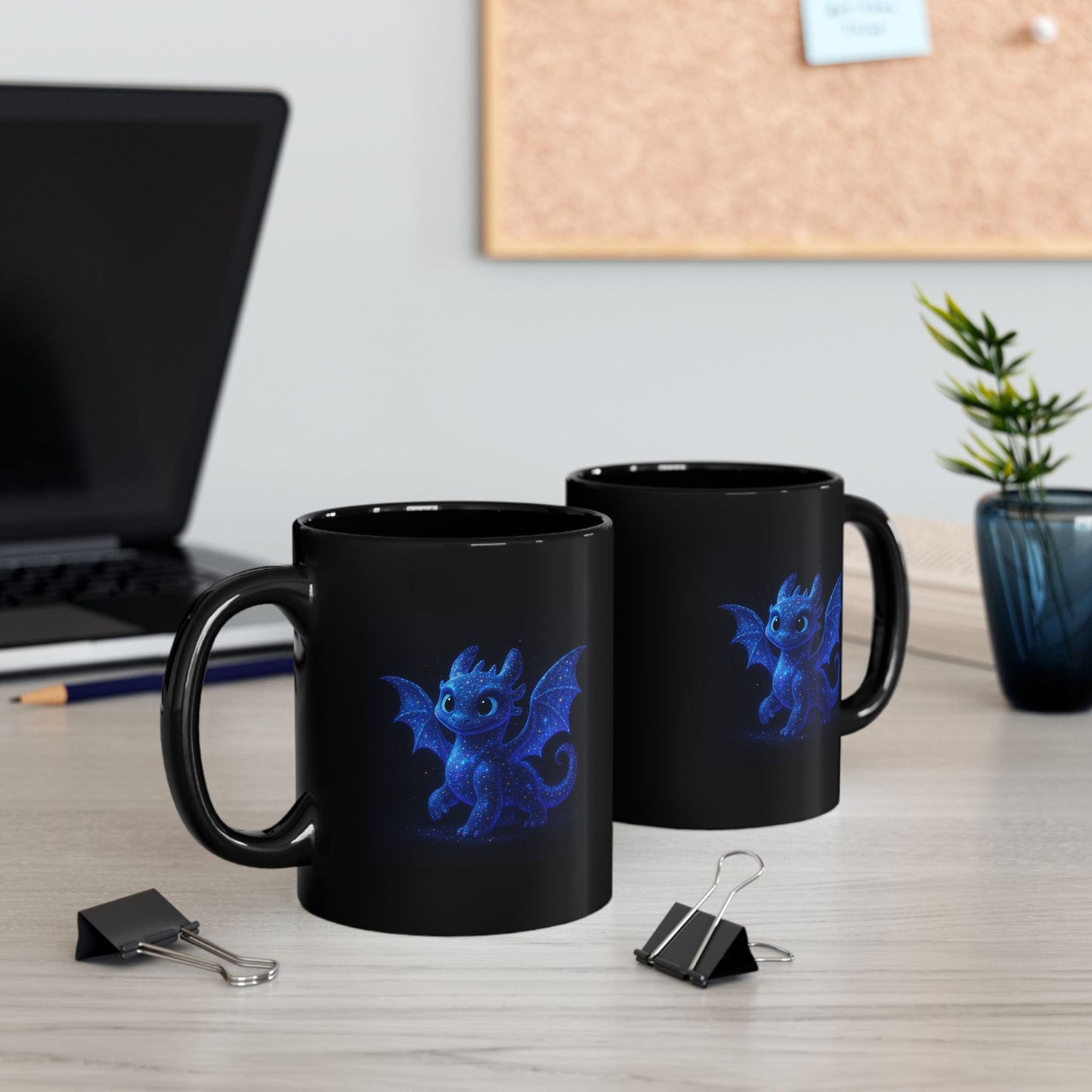 Cute Dragon Coffee Mug, Baby Dragon Mug, Galaxy Dragon Art Mug, Fantasy Coffee Cup, Kawaii Dragon Gift, 11oz 15oz Black Mug