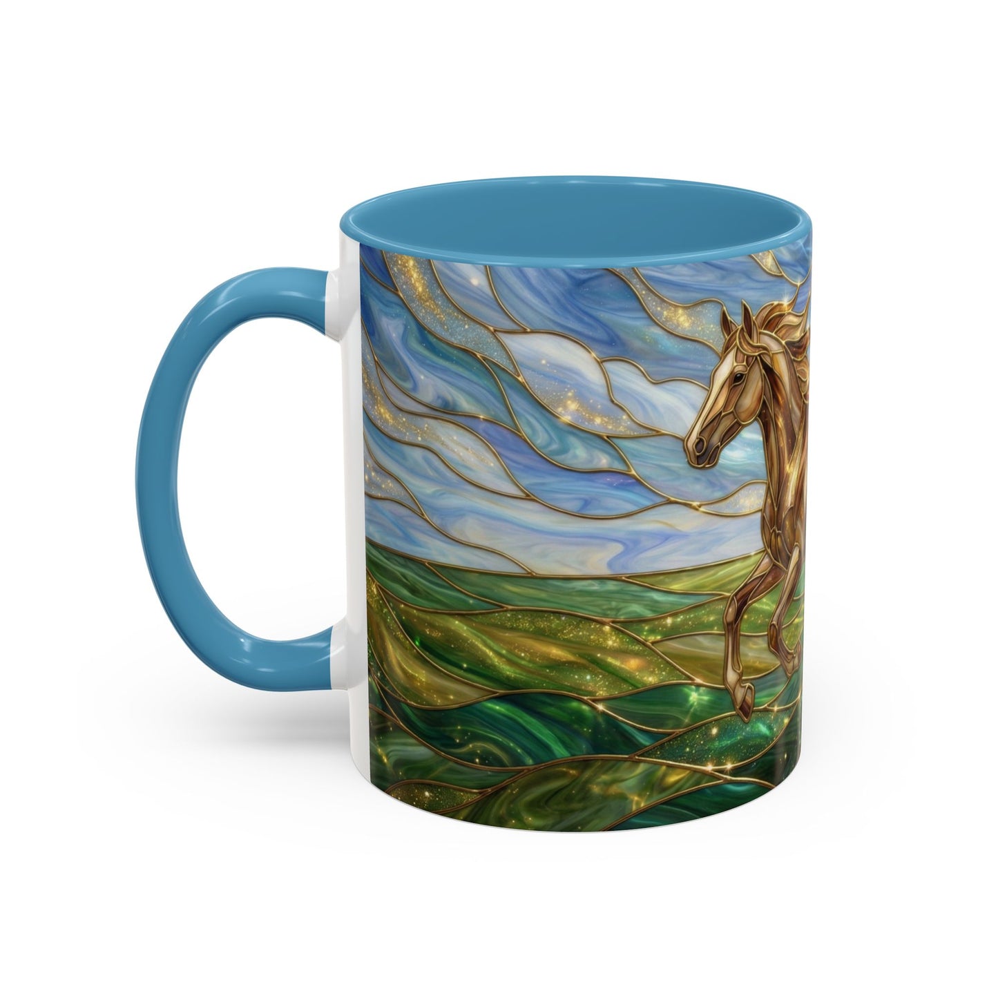 Stained Glass Horse Mug, Horse Coffee Mug, Running Horse Cup, Equestrian Gift Mug, Nature Art Mug, Horse Lover Gift
