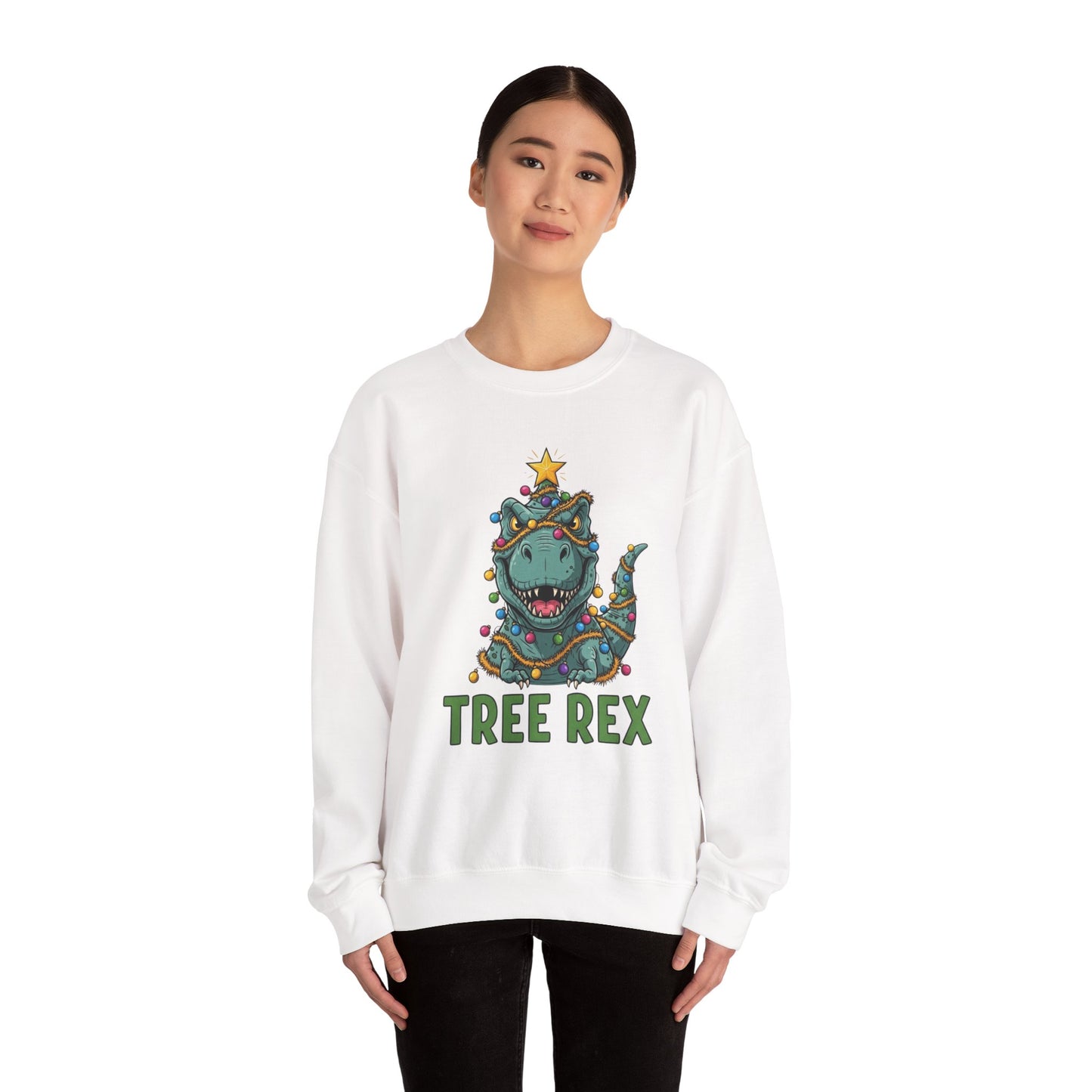Tree Rex Christmas Sweatshirt, Funny Dinosaur Holiday Sweater, Cute T-Rex Christmas Crewneck, Festive Unisex Gift For Friends And Family