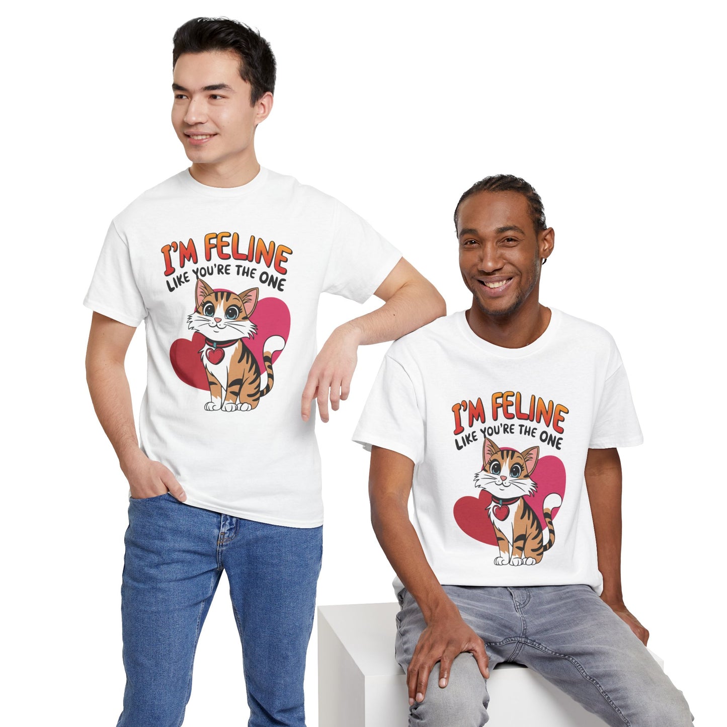 I’m Feline Like You’re The One Shirt, Cute Cat Valentine Tee, Funny Cat Love Graphic TShirt, Romantic Gift For Her Him, Cat Pun Shirt