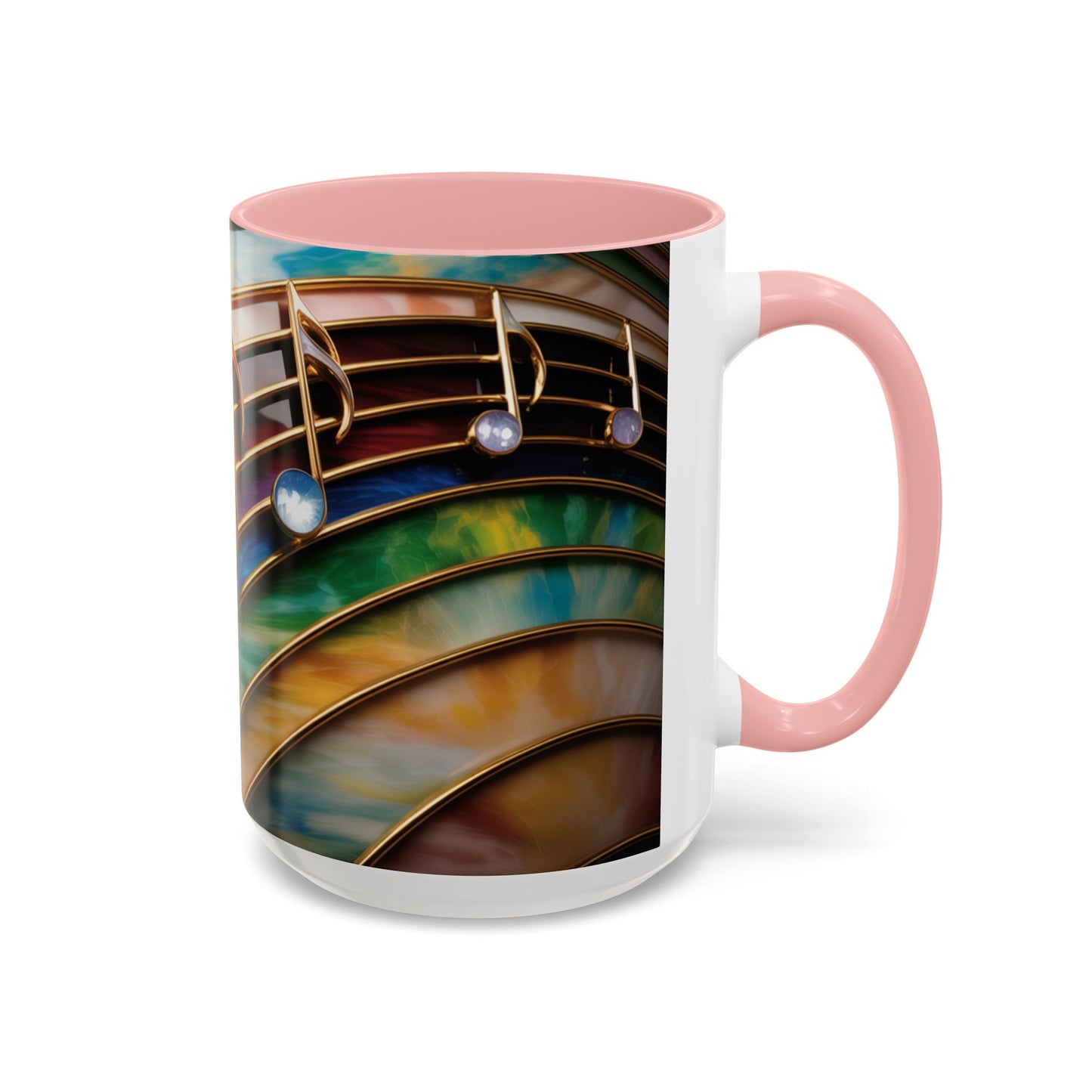 Stained Glass Music Notes Mug - Colorful Music Lover Gift - Music Teacher Mug - Treble Clef Coffee Cup - Musician Gift Idea - 11oz & 15oz Ceramic Mug
