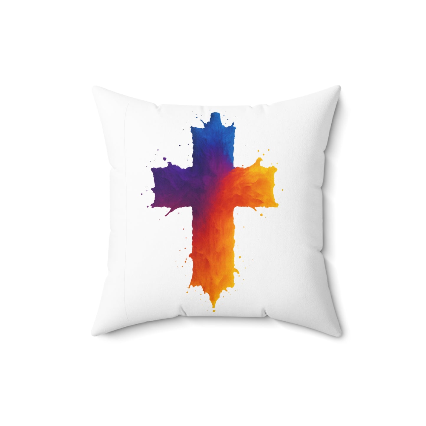 Christian Cross Throw Pillow Watercolor Faith Decor Cushion, Religious Home Accent, Inspirational Gift Idea