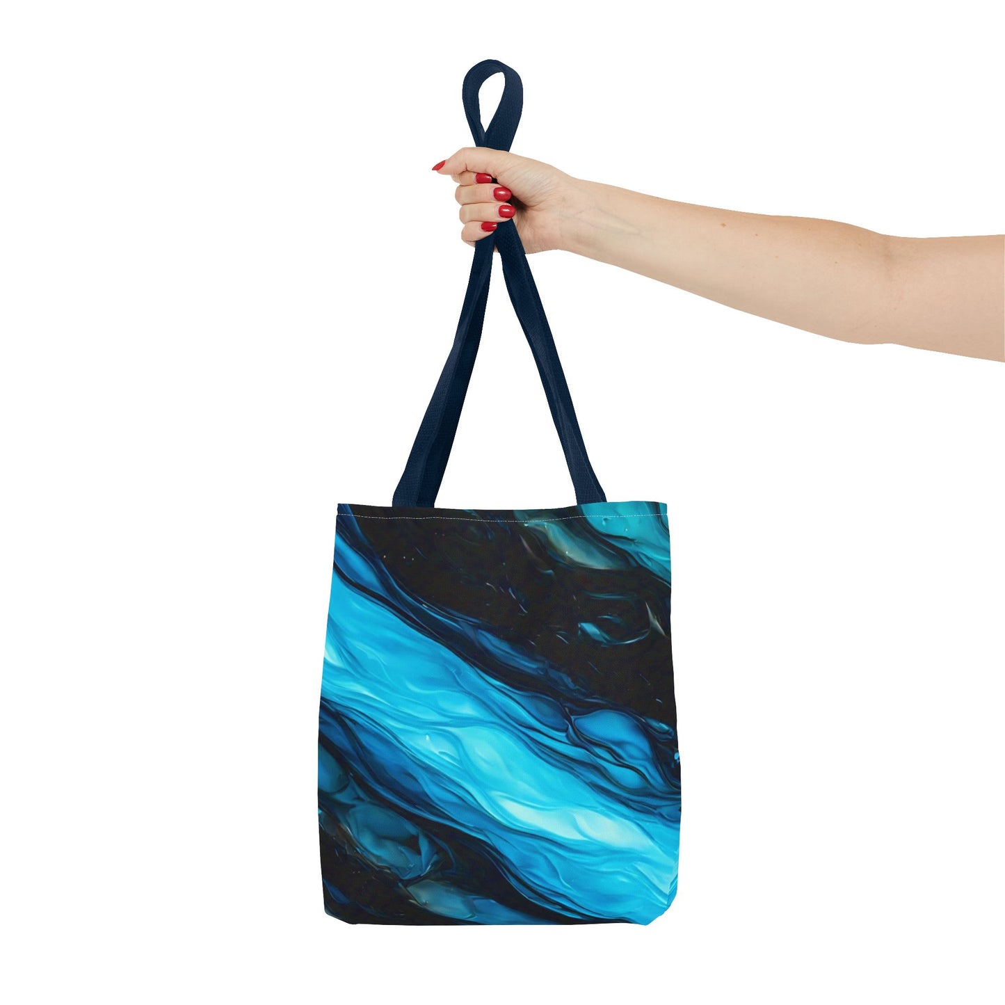 Blue Abstract Swirl Tote Bag – Fluid Art Style Reusable Shopping Bag, Modern Artistic Everyday Carry, Eco-Friendly Gift for Art Lovers