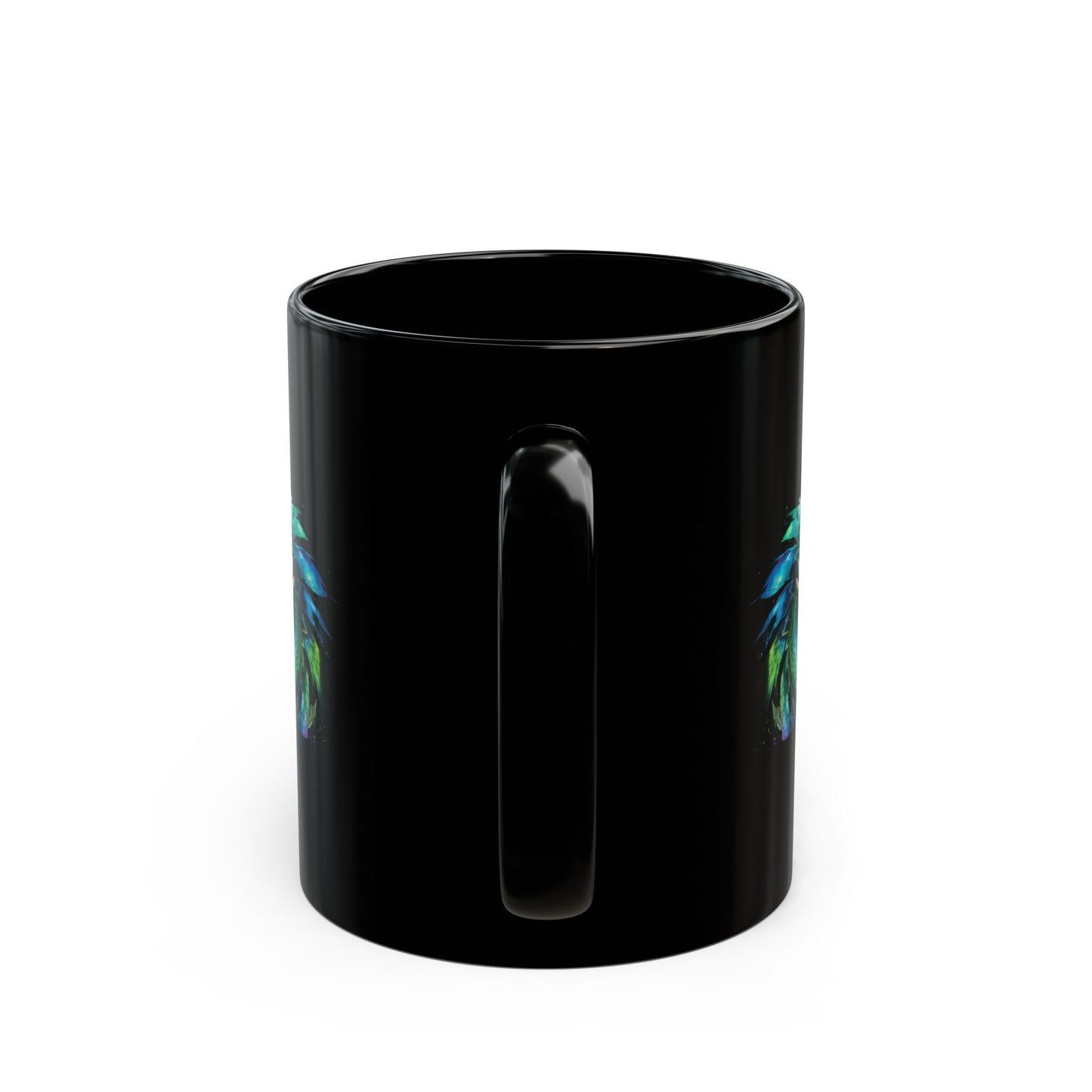 Mystical Rainbow Dragon Coffee Mug - Black Ceramic 11oz/15oz Fantasy Fire-Breathing Dragon Gift for RPG and Fantasy Lovers