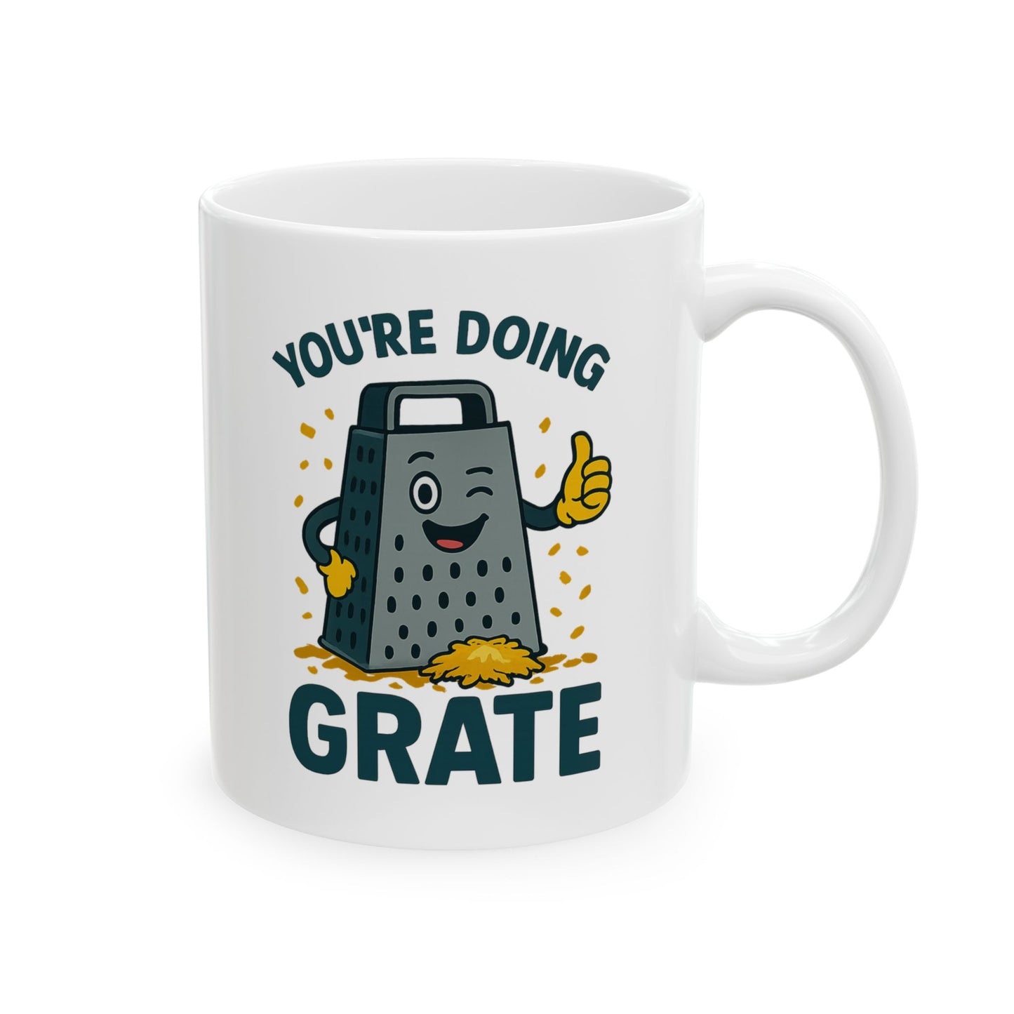 You’re Doing Grate Funny Pun Mug – Cheesy Kitchen Coffee Cup, Positive Encouragement Gift for Coworkers, Friends & Teachers