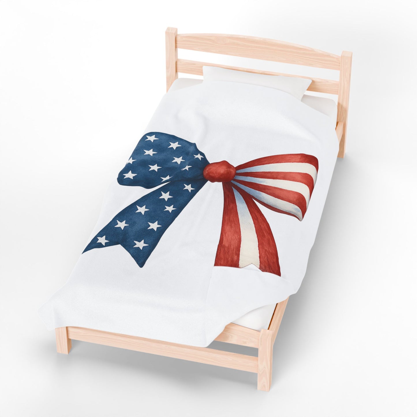 Patriotic Bow USA Blanket | 4th of July Throw | American Flag Blanket | USA Stars Stripes Decor | Cozy Fourth of July Gift | USA Home Decor
