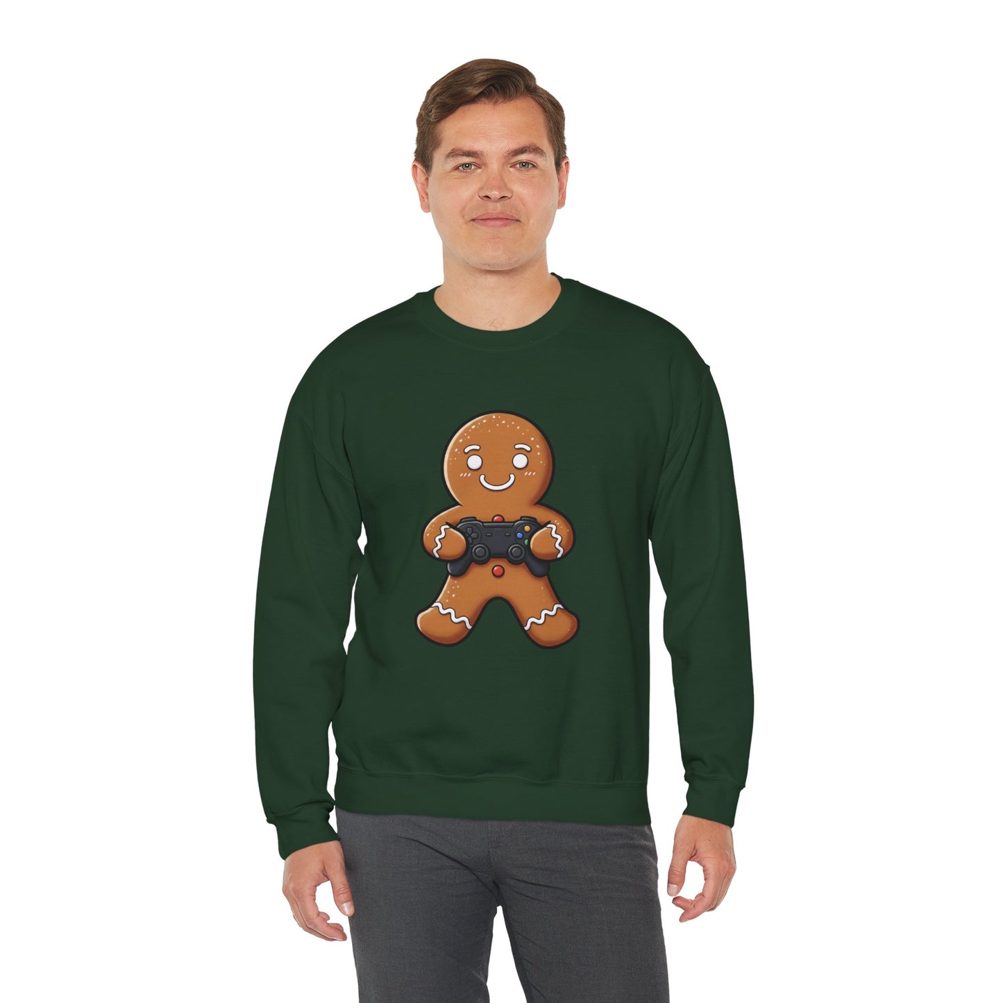 Gamer Gingerbread Sweatshirt | Funny Christmas Sweater | Cute Holiday Crewneck for Gamers | Cozy Unisex Winter Gift