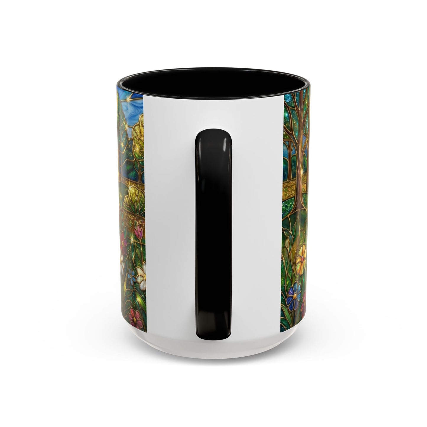 Stained Glass Mug, River Landscape Coffee Cup, Nature Lover Gift, Floral Tea Mug, Gardener Present, Art Teacher Gift, Colorful Scenery Cup