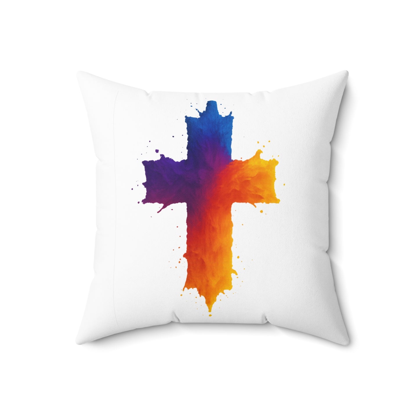 Christian Cross Throw Pillow Watercolor Faith Decor Cushion, Religious Home Accent, Inspirational Gift Idea