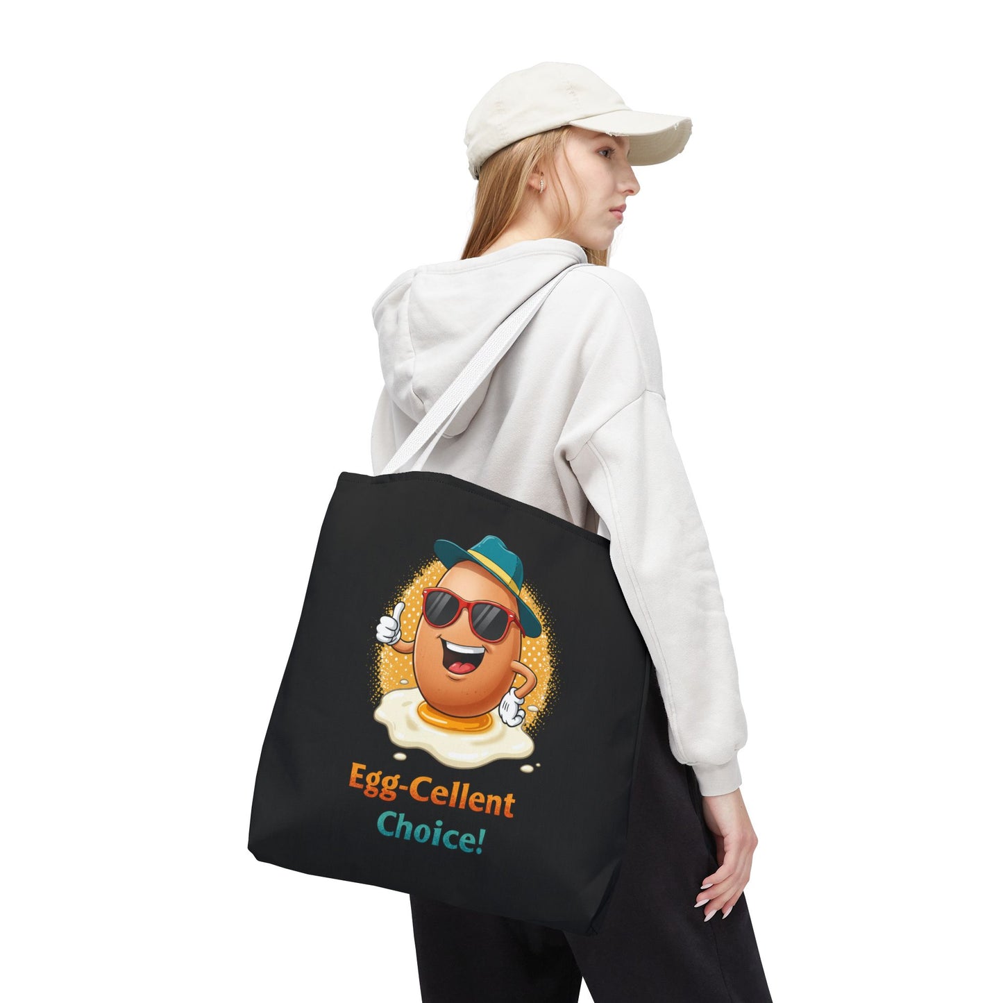 Tote Bag: Egg-Cellent Choice Thumbs Up Pun Design