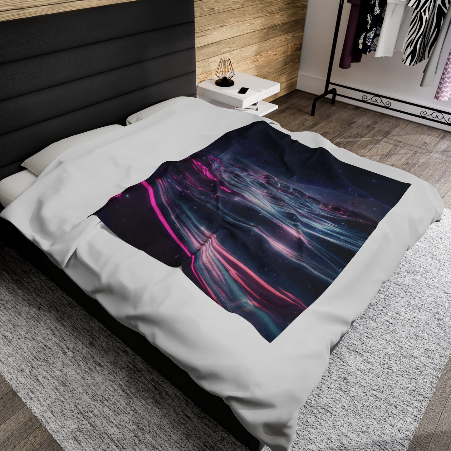 Plush Blanket with Galactic Ocean Design
