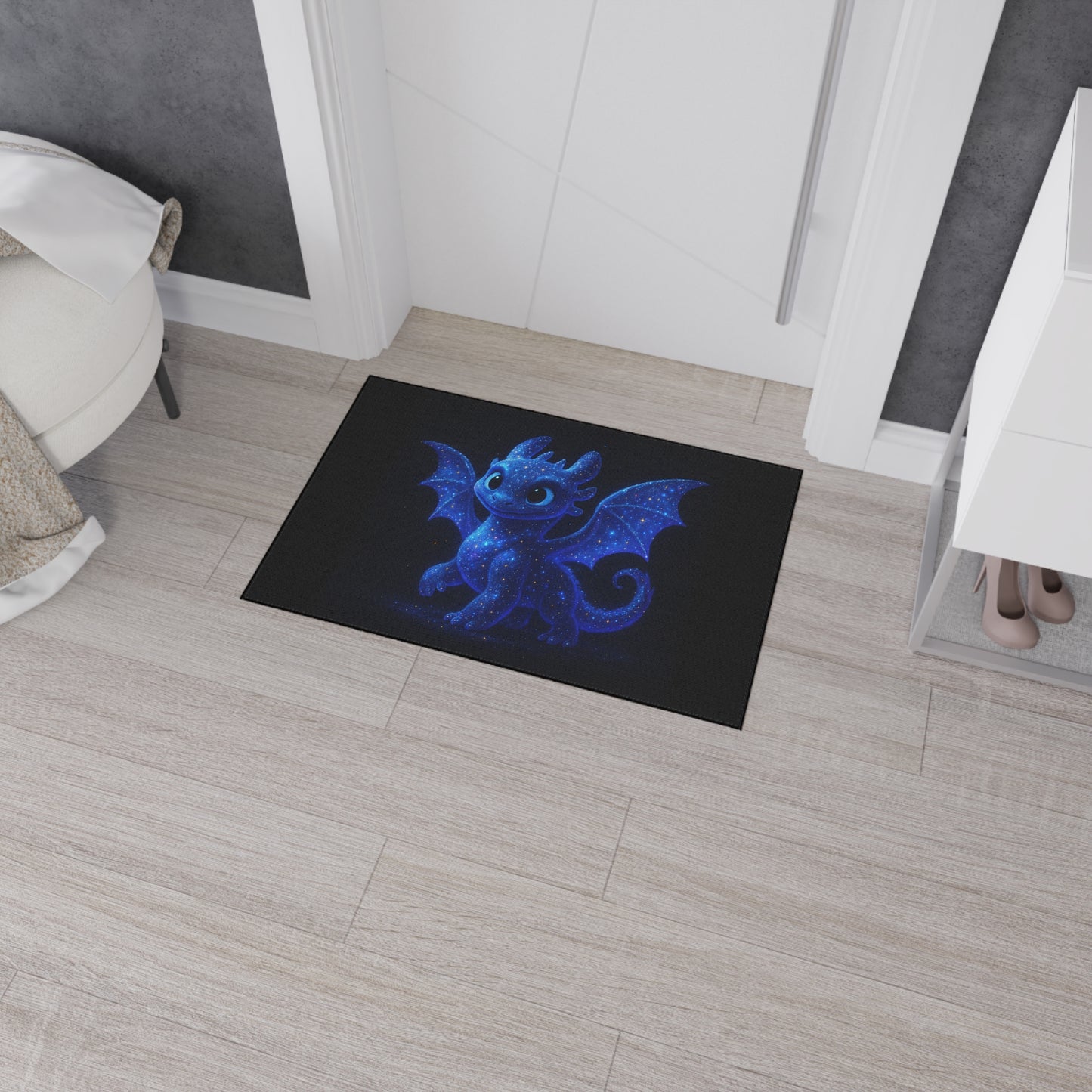 Galaxy Baby Dragon Floor Mat | Fantasy Dragon Rug for Kids Room, Nursery, Gamer Decor | Cute Creature Doormat for Entryway or Bedroom