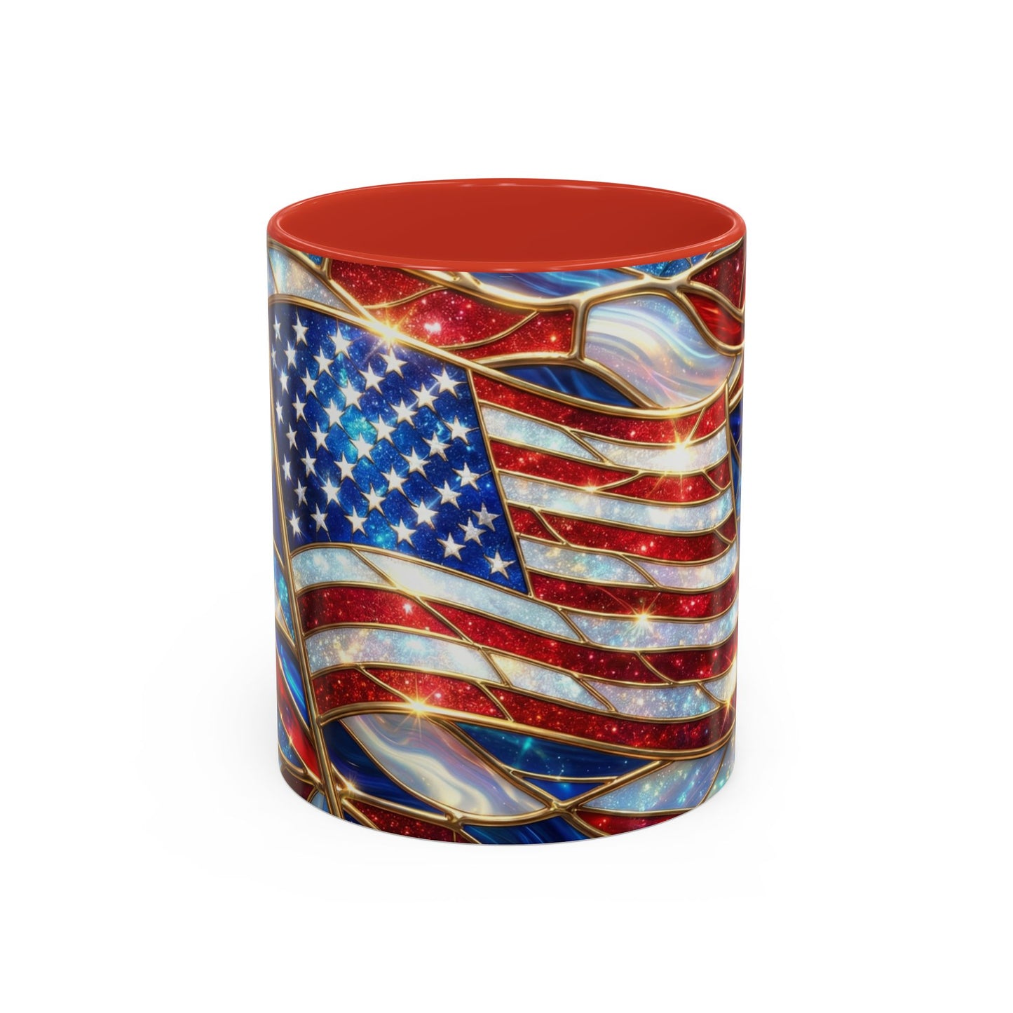 American Flag Mug, Stained Glass Flag Coffee Mug, Patriotic Mug, USA Flag Cup, Fourth Of July Gift, Veterans Gift Mug
