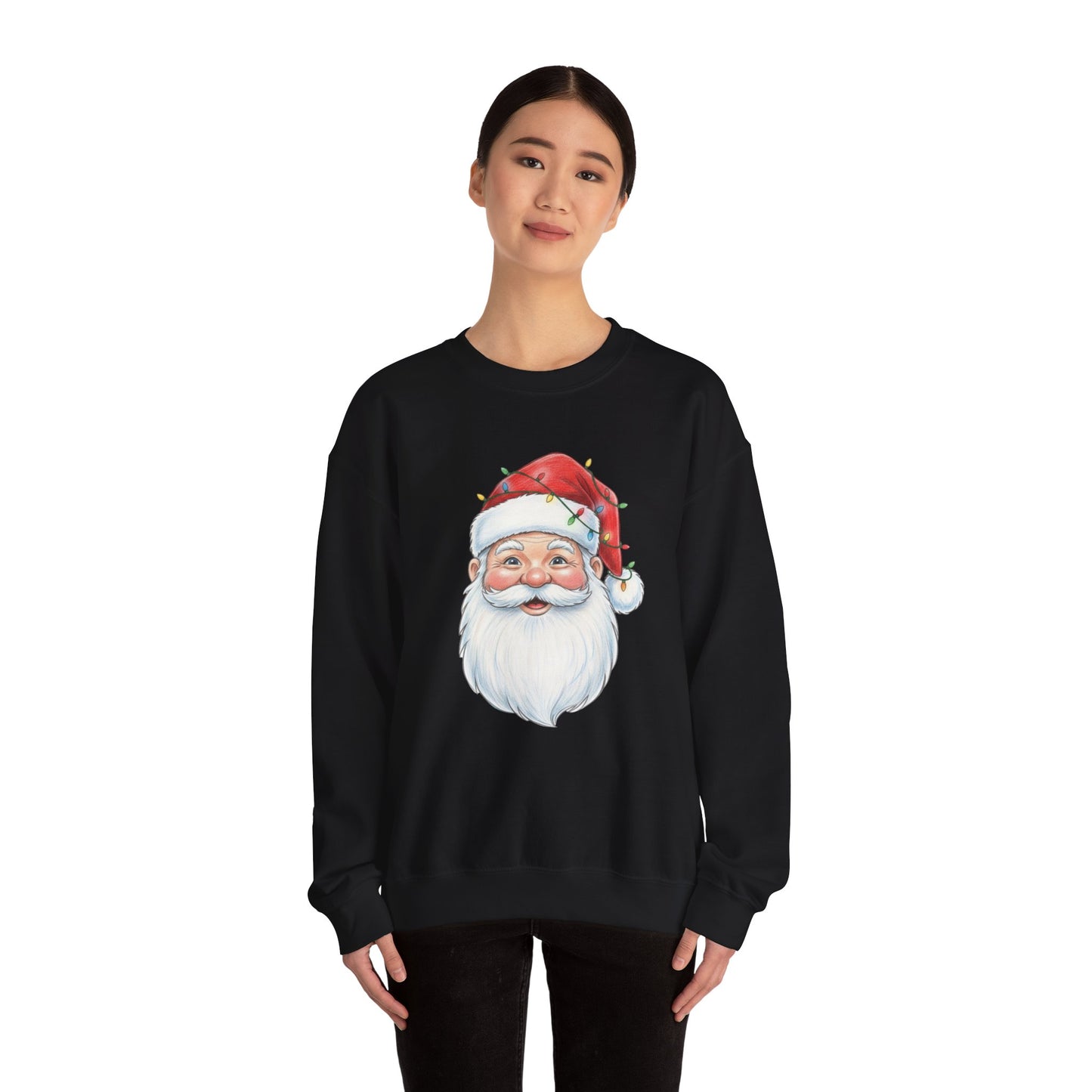 Santa Claus Christmas Sweatshirt, Vintage Santa Crewneck, Holiday Santa Face Sweater, Cute Christmas Lights Santa Shirt, Funny Xmas Sweatshirt