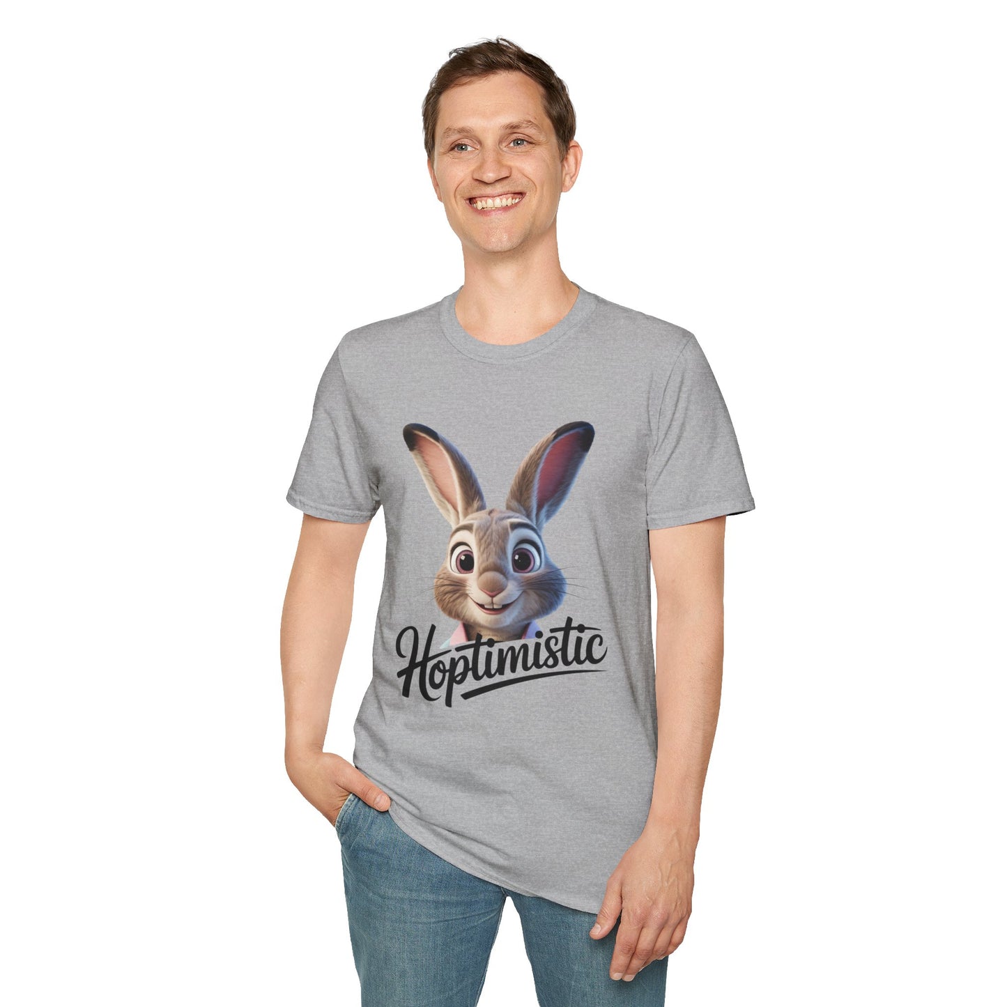 Hoptimistic Bunny T-Shirt, Cute Rabbit Pun Shirt, Positive Quote Tee, Animal Lover Gift, Funny Motivational Top, Easter Or Everyday Wear