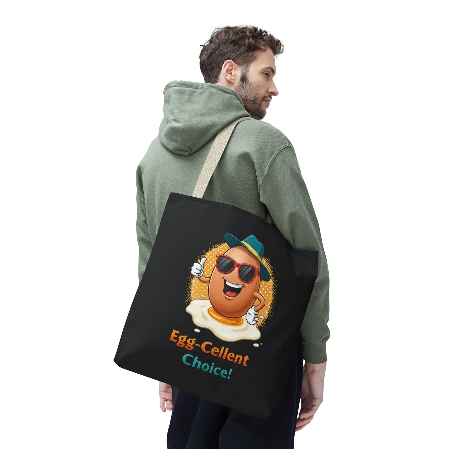 Tote Bag: Egg-Cellent Choice Thumbs Up Pun Design