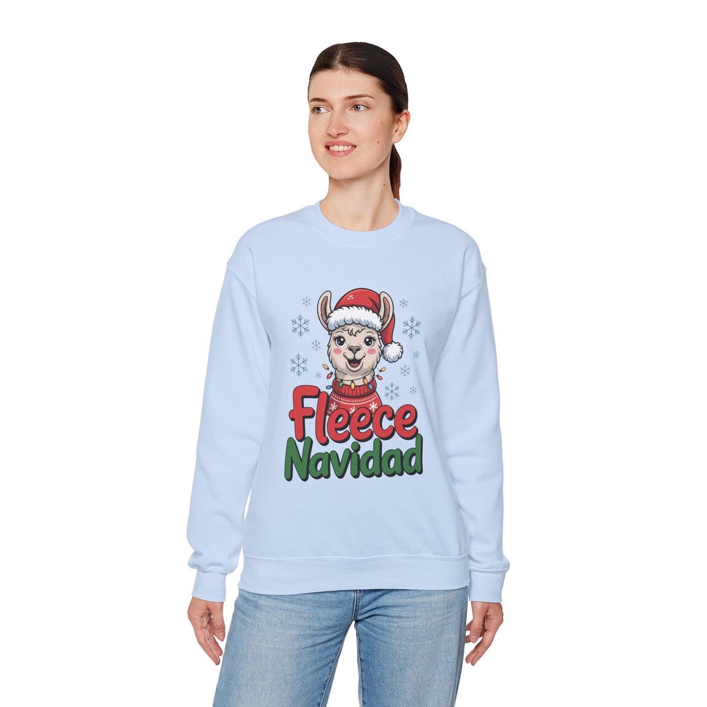 Fleece Navidad Christmas Sweatshirt, Funny Llama Holiday Sweater, Cozy Unisex Crewneck, Cute Christmas Pun Gift For Friends And Family