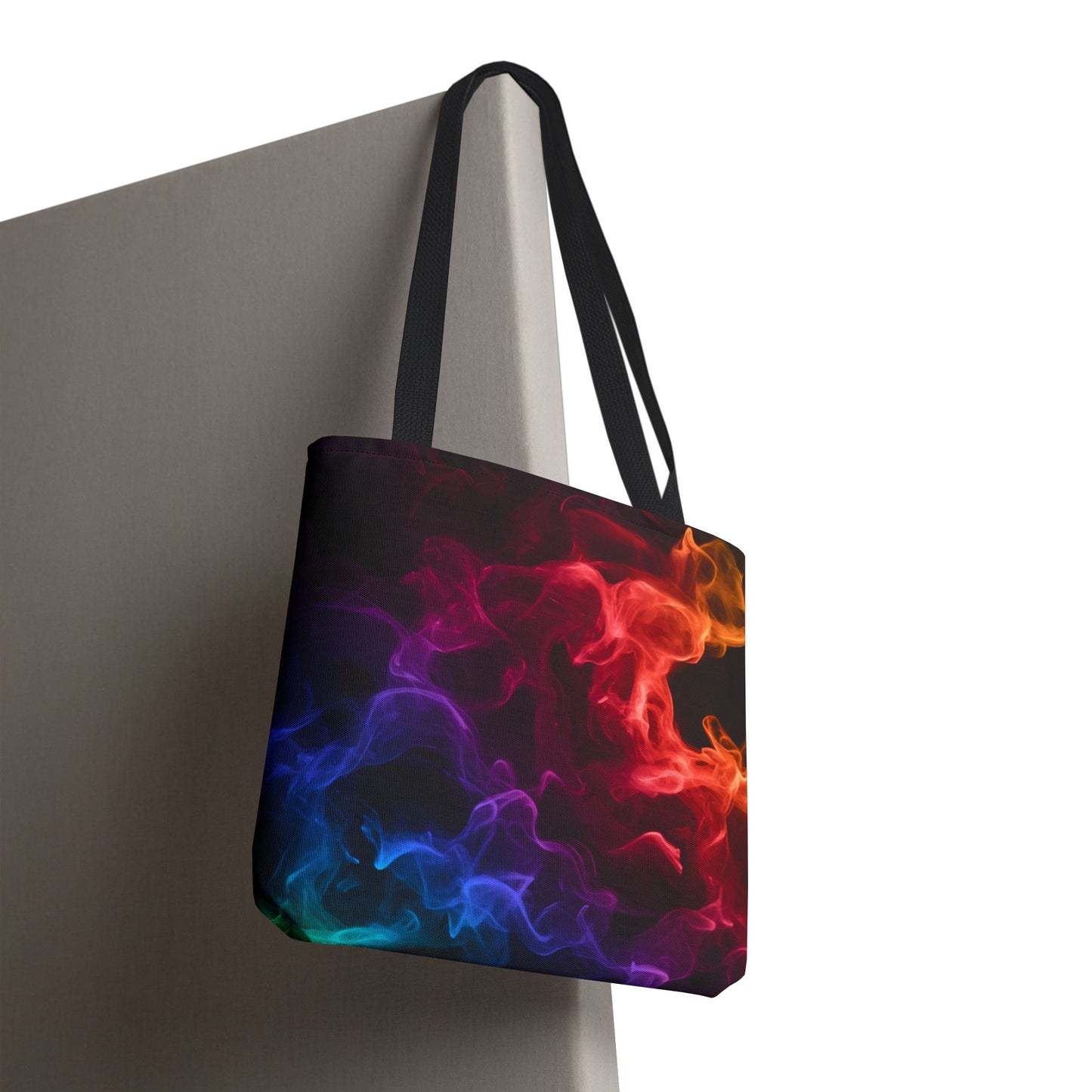 Chromatic Ember Tote Bag, Colorful Smoke Art Design With Red, Blue, And Orange Hues, Abstract Reusable Tote For Artists, Gifts, And Everyday Use