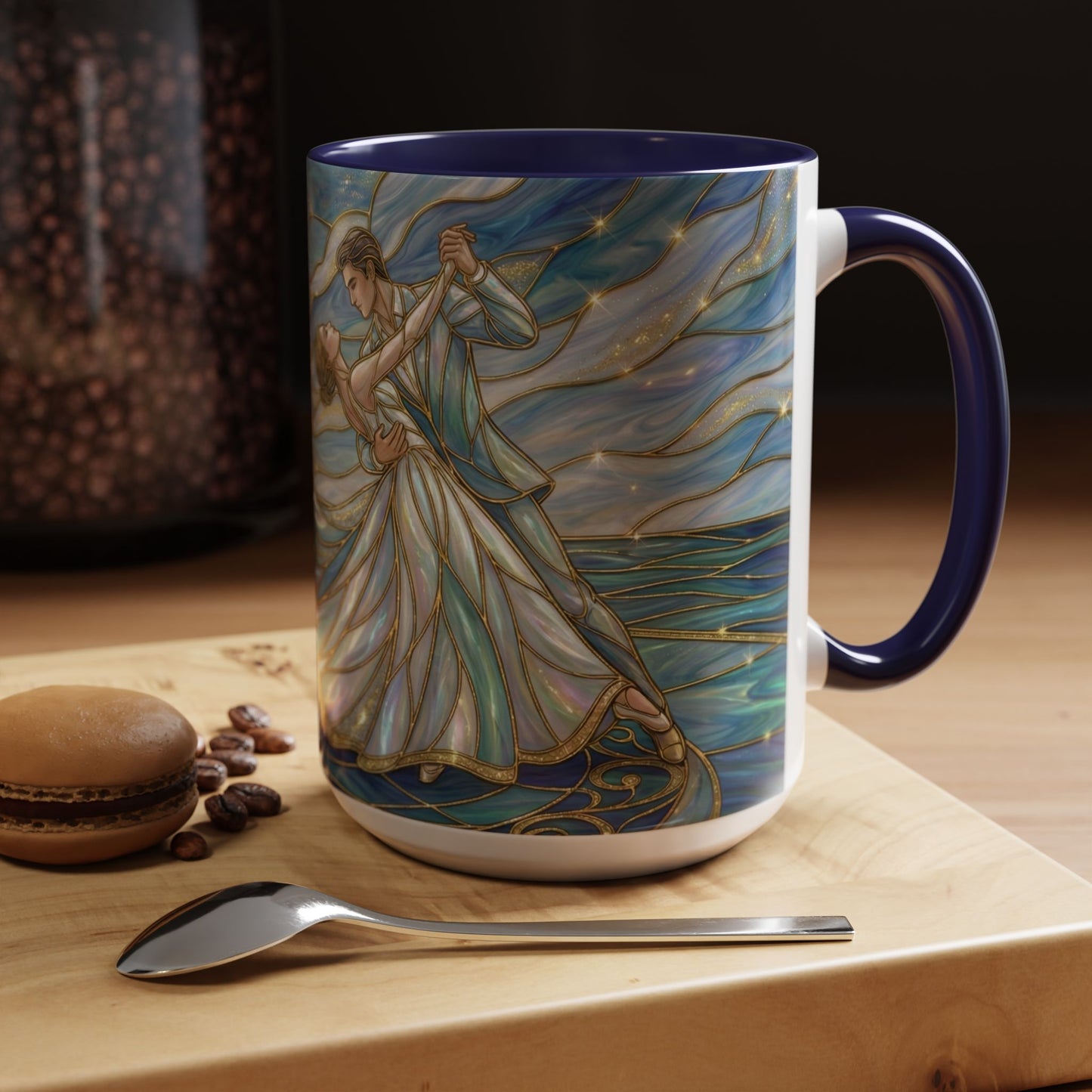 Stained Glass Mug, Dancing Couple Coffee Cup, Romantic Anniversary Gift, Ballroom Dancer Tea Cup, Wedding Present For Couple, Art Mug