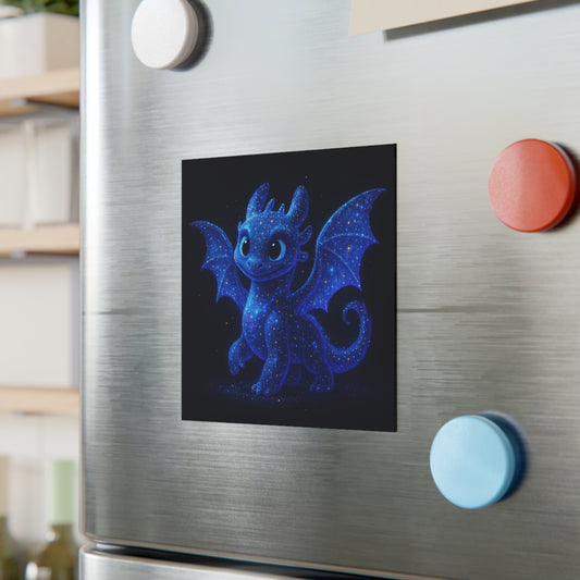 Galaxy Dragon Fridge Magnet - Cute Fantasy Starry Dragon Magnet Gift for Kids & Adults - Celestial Art Kitchen Decor