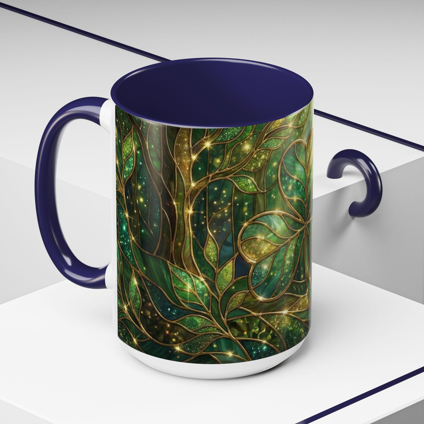 Stained Glass Shamrock Mug, Celtic Irish Coffee Cup, Green Stained Glass Mug, Shamrock Art Mug, St Patrick’s Day Gift