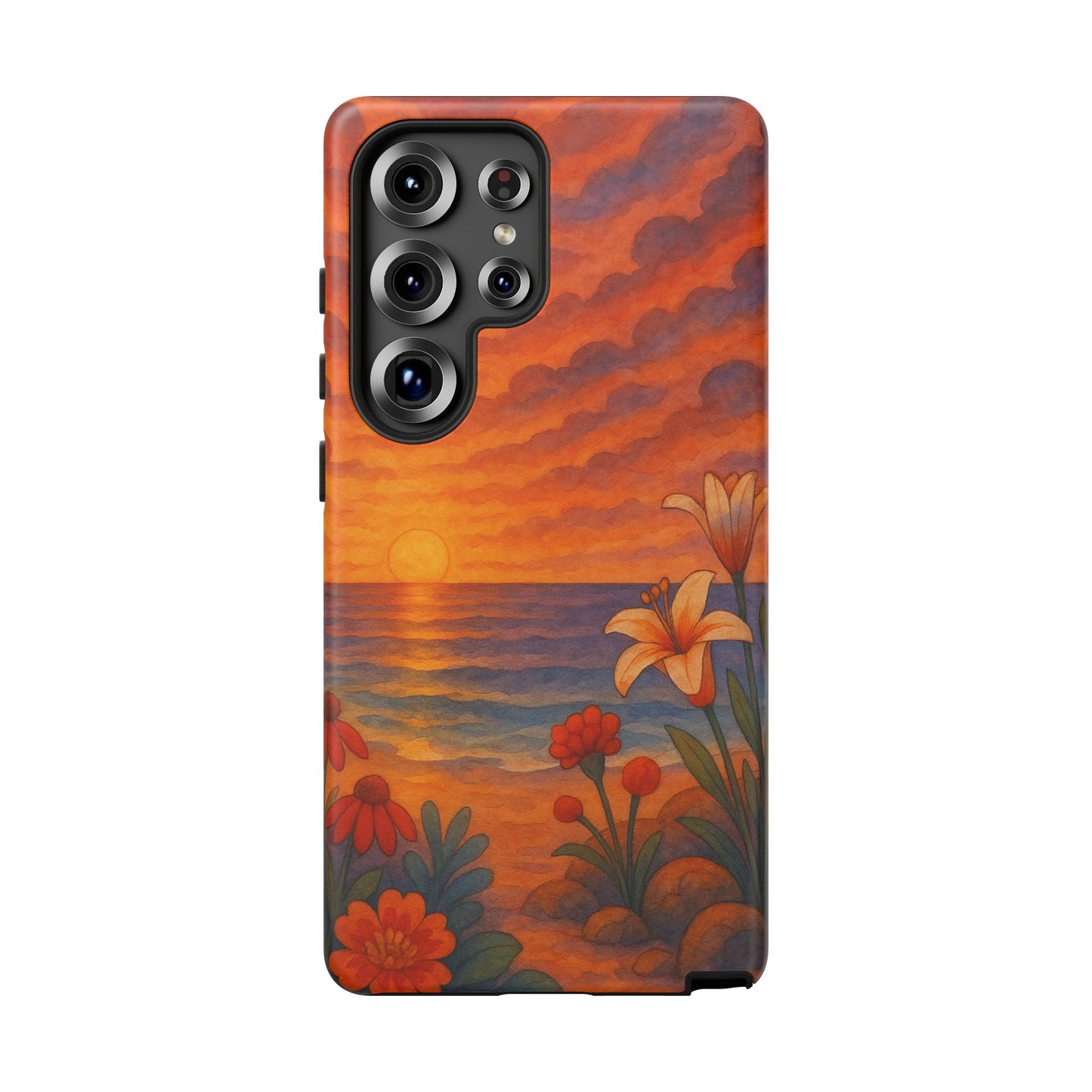 Samsung Case - Floral Ocean Sunset Watercolor Nautical Phone Case Beach Samsung Case Ocean Sunset Theme
