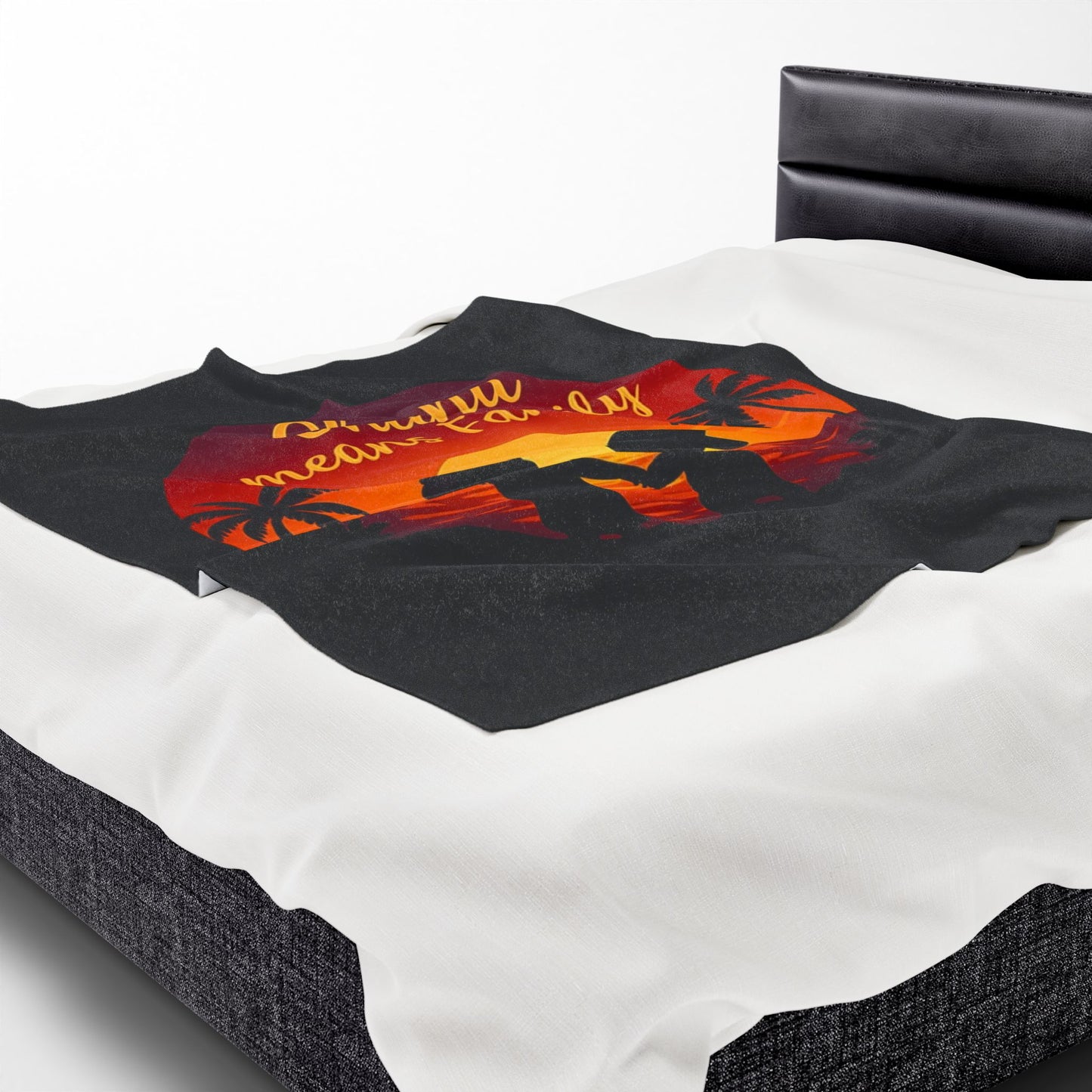 Ohana Means Family Blanket – Hawaiian Sunset Throw, Tropical Bedding, Stitch-Inspired Gift
