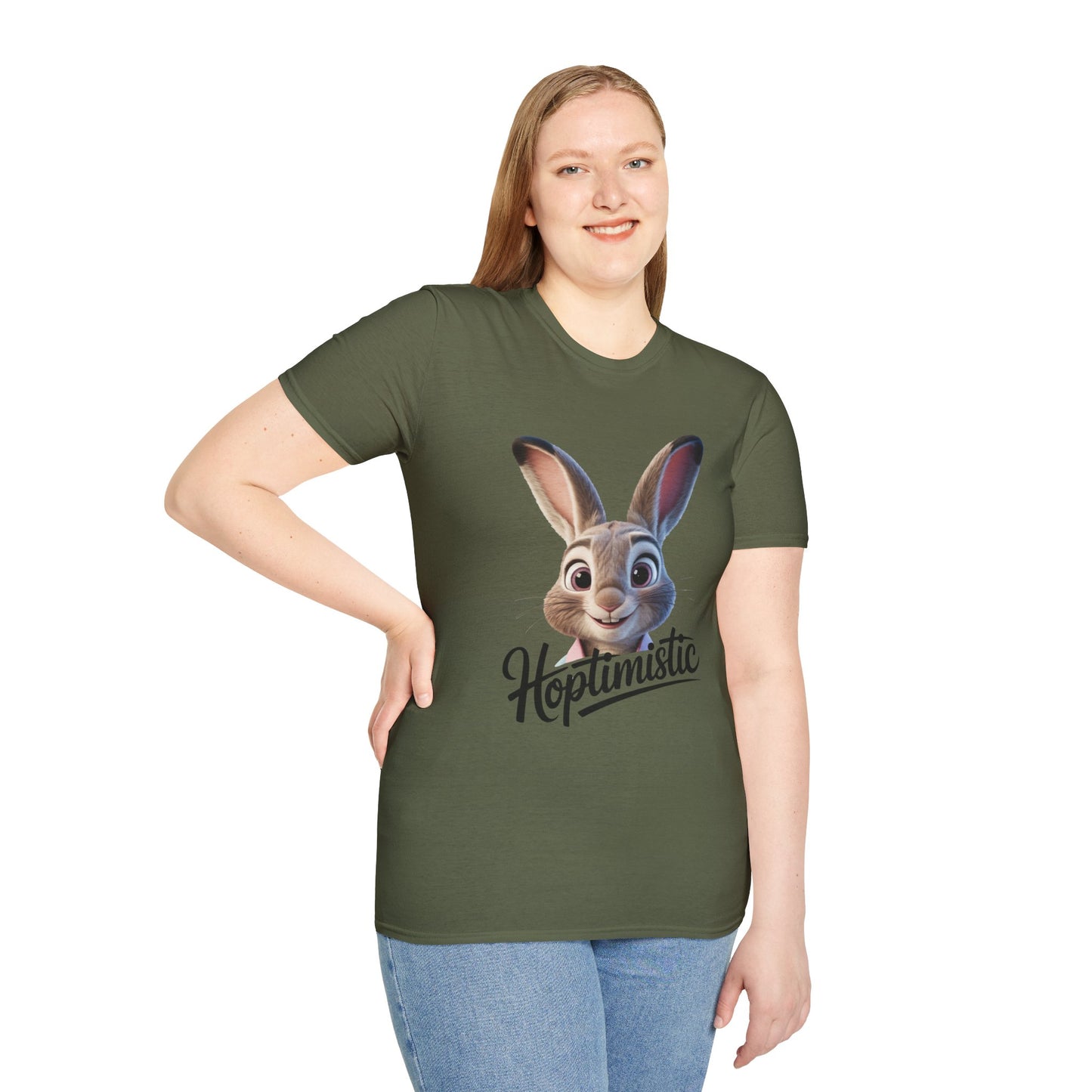 Hoptimistic Bunny T-Shirt, Cute Rabbit Pun Shirt, Positive Quote Tee, Animal Lover Gift, Funny Motivational Top, Easter Or Everyday Wear