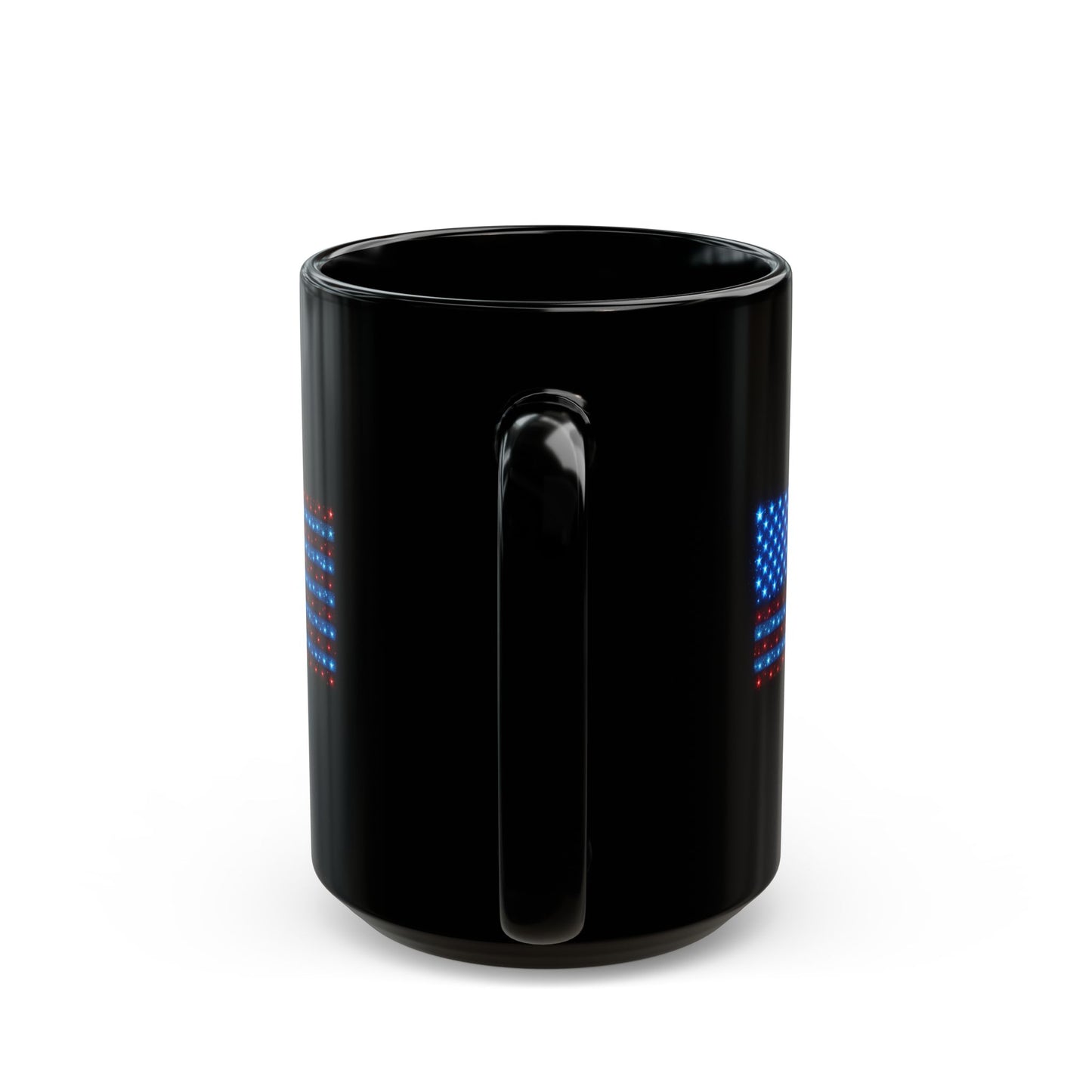 American Flag Coffee Mug – Black Ceramic USA Patriotic Cup, Red White Blue Stars & Stripes Design | 11oz 15oz Gift for Veterans, 4th of July
