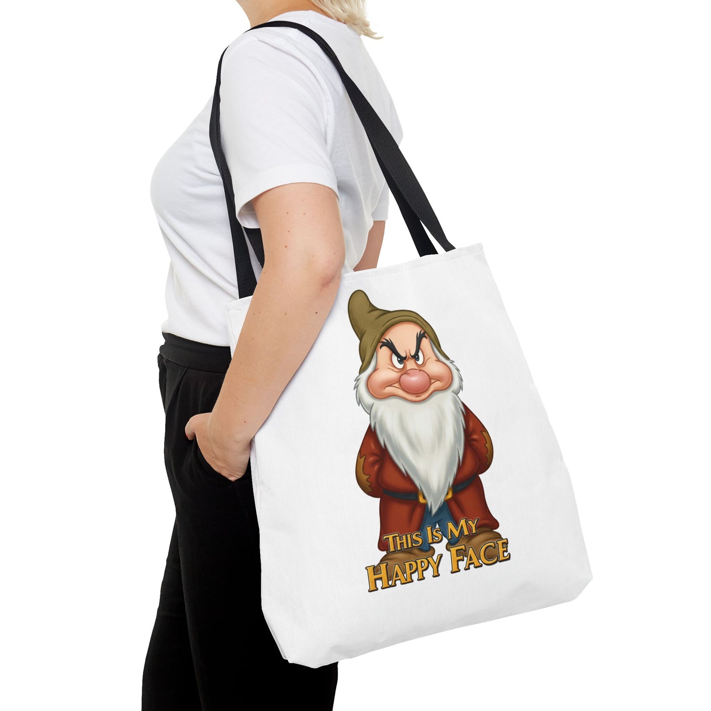 Grumpy Dwarf Tote Bag - "This Is My Happy Face"