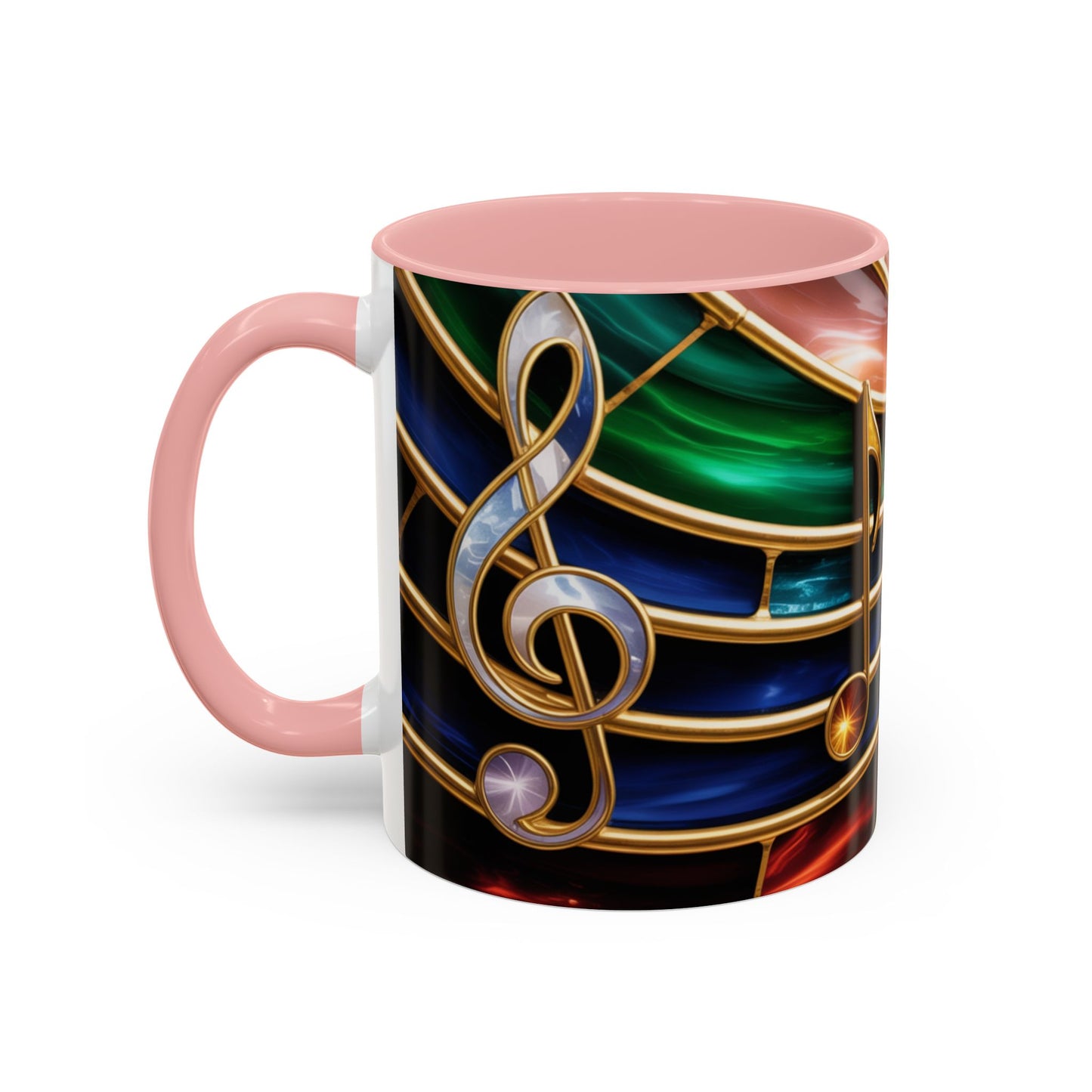 Stained Glass Music Mug, Musical Notes Coffee Cup, Colorful Treble Clef Mug, Musician Gift Idea, Music Lover Cup, Art Mug for Singers