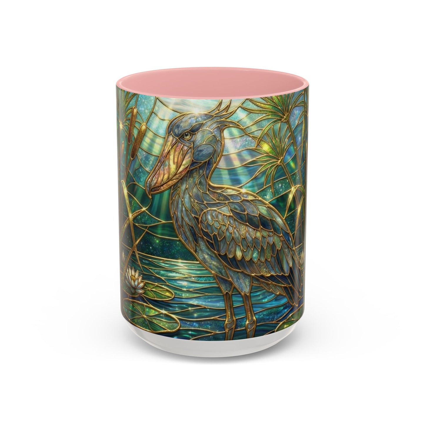 Shoebill Stork Mug, Stained Glass Bird Art, Prehistoric Animal Gift, Swamp Nature Coffee Cup, Galaxy Night, Ornithology Lover Present