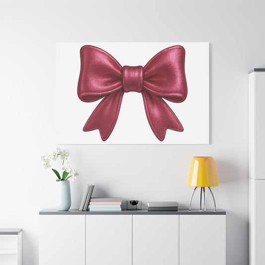 Red Bow Canvas Wall Art – Modern Christmas Decor, Gift for Her, Glam Room Wall Print, Elegant Ribbon Artwork