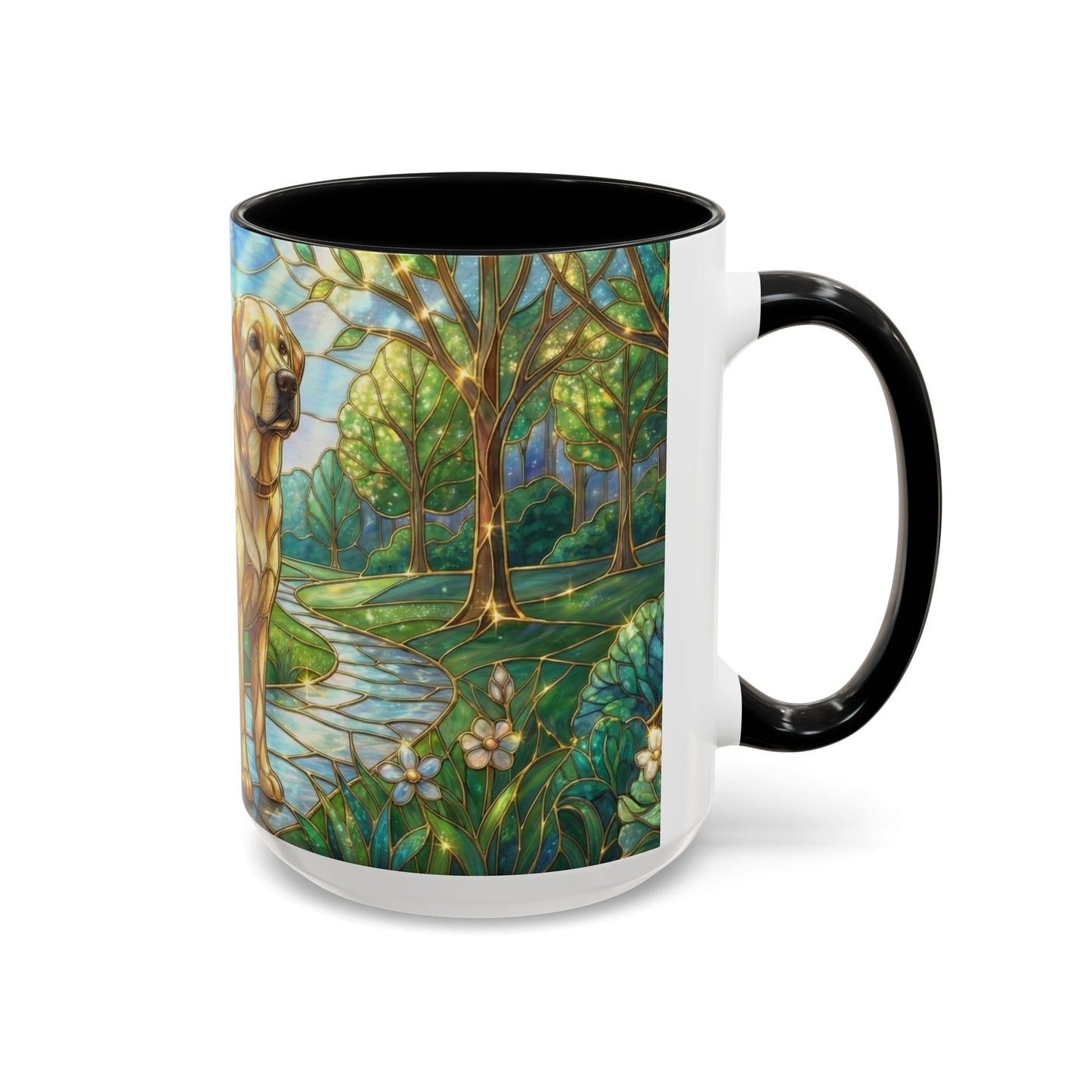 Stained Glass Labrador Mug, Dog Lover Coffee Mug, Labrador Retriever Art Cup, Pet Memorial Gift, Colorful Dog Mug, Nature Art Mug