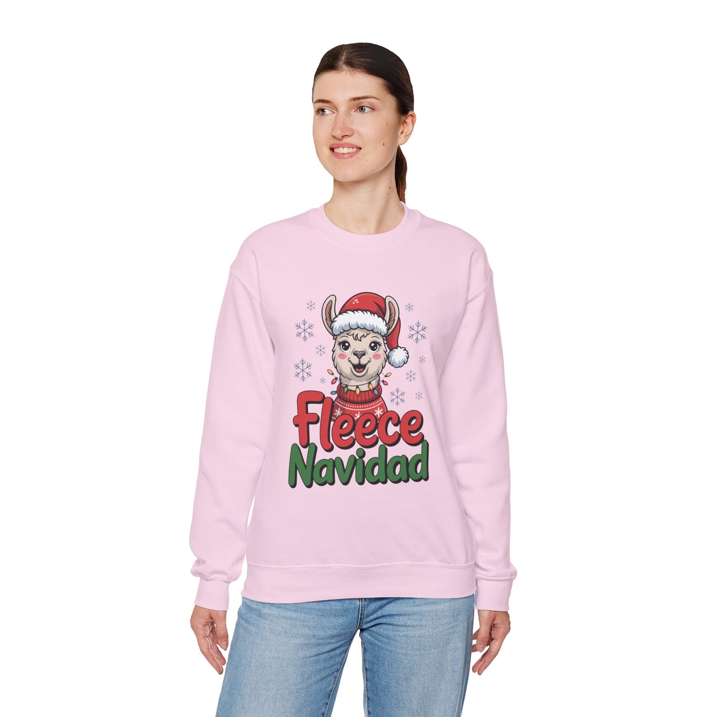 Fleece Navidad Christmas Sweatshirt, Funny Llama Holiday Sweater, Cozy Unisex Crewneck, Cute Christmas Pun Gift For Friends And Family