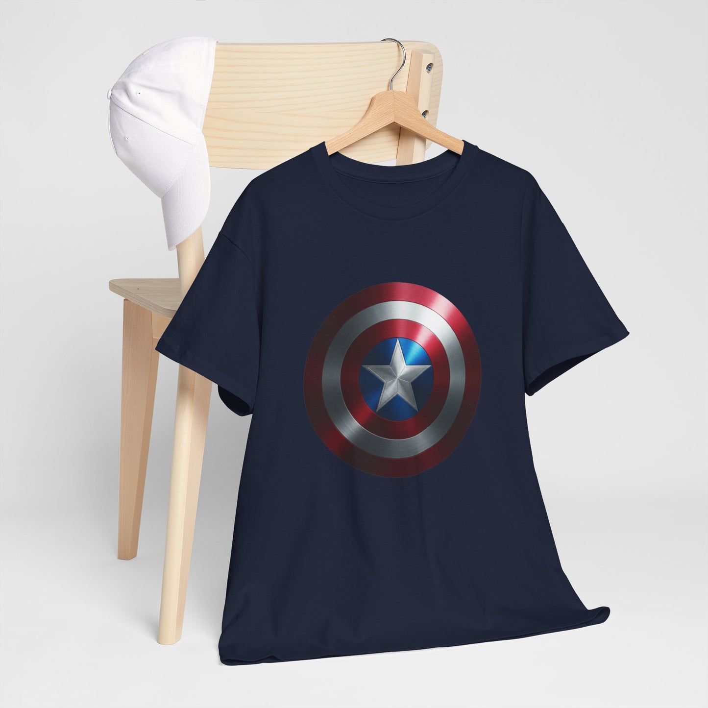 Patriotic Hero Shield Shirt – Star Emblem Graphic Tee – Super Soldier Gift – Comic Inspired Unisex Shirt – Cosplay Convention Top