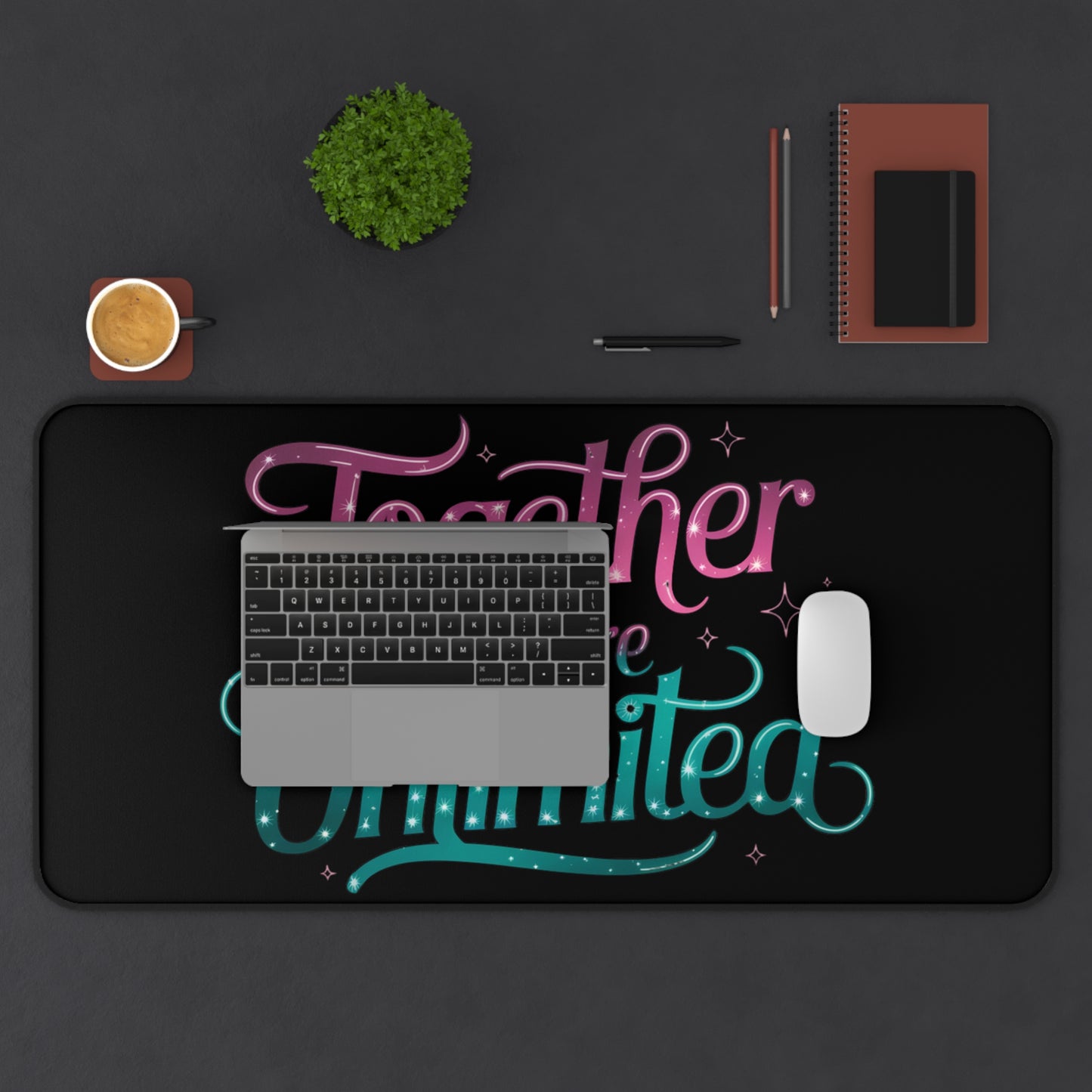Desk Mat - Musical Inspired Quote 'Together We're Unlimited' Mouse Pad