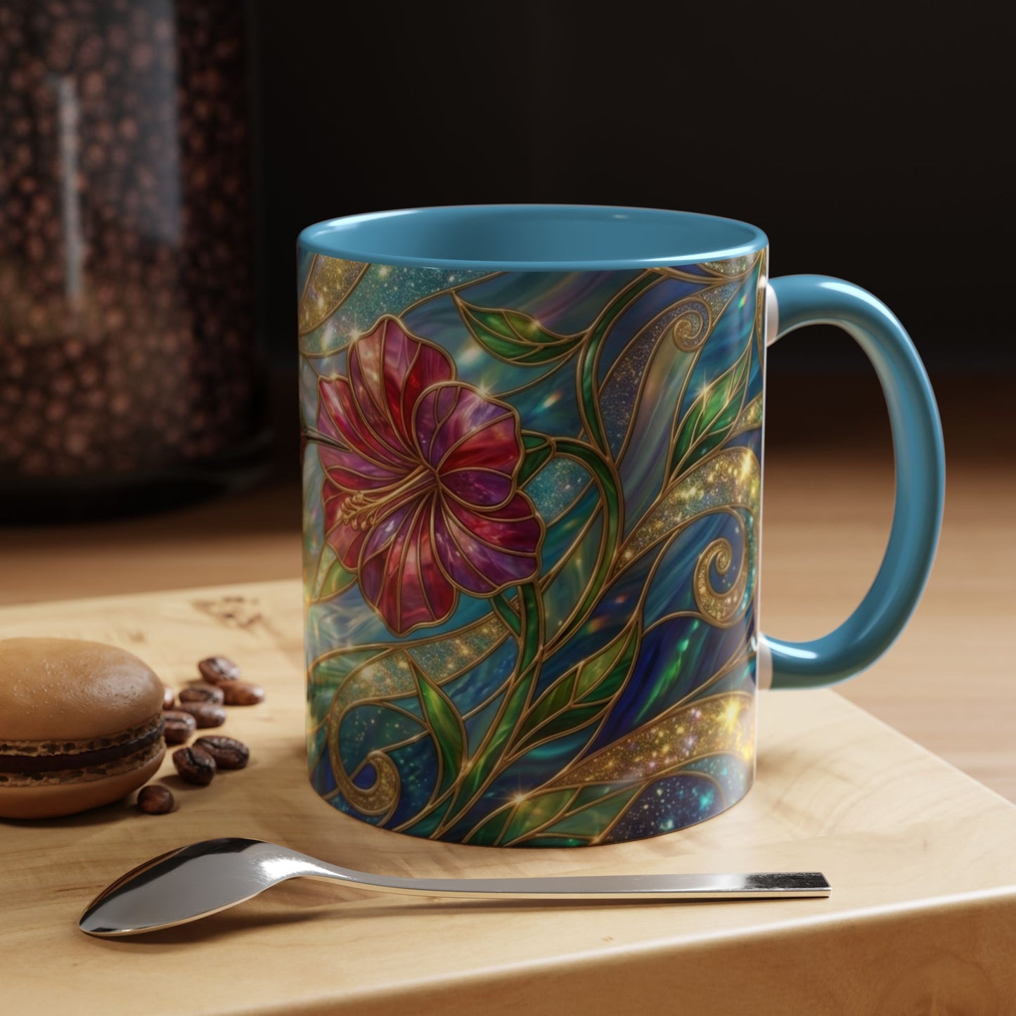 Stained Glass Hummingbird Mug, Colorful Floral Coffee Cup, Bird And Flower Art Mug, Nature Lover Gift, Artistic Garden Mug, Unique Gift