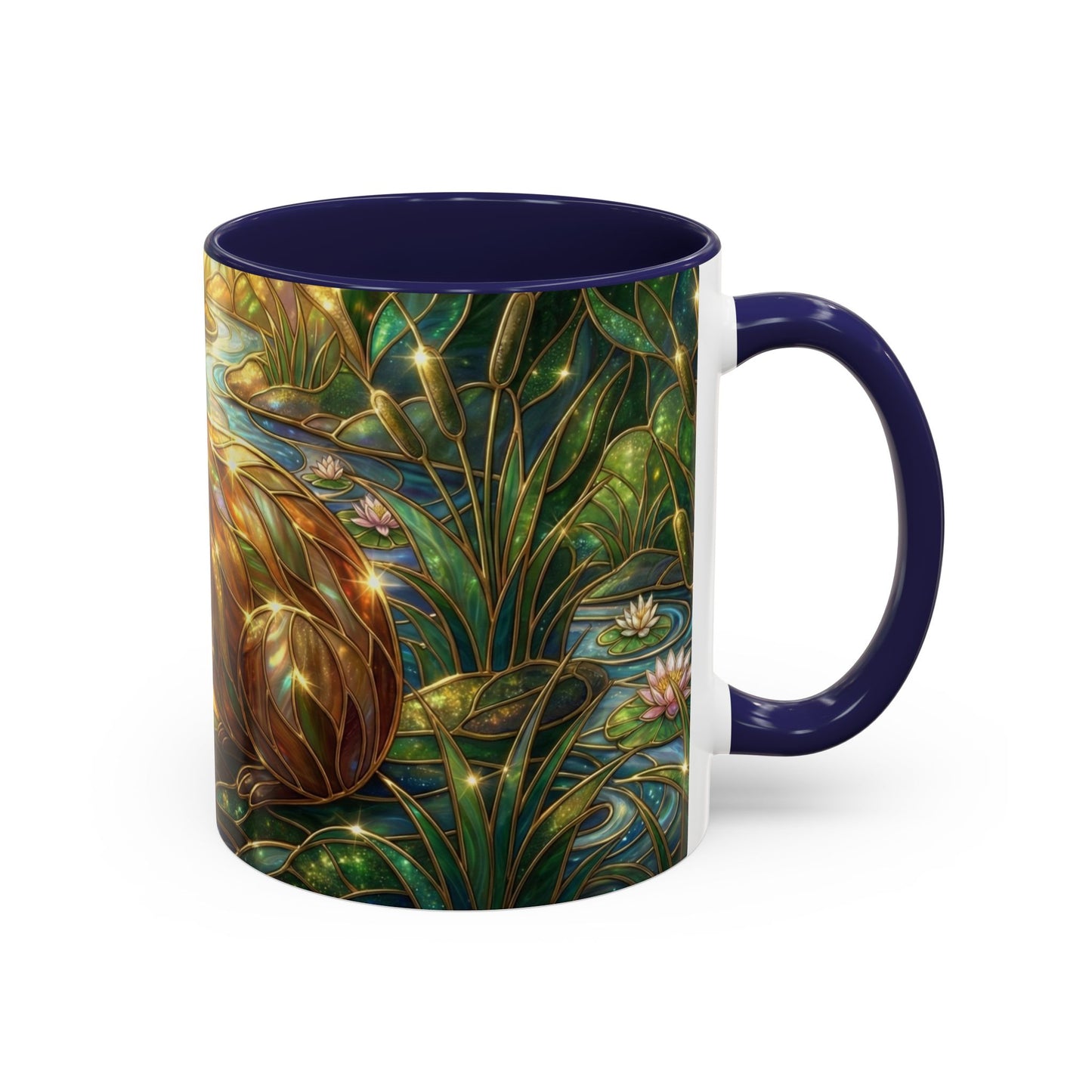 Capybara Coffee Mug, Stained Glass Capybara Art Mug, Cute Animal Lover Gift, Nature Inspired Ceramic Coffee Cup, Unique Wildlife Mug, 11oz 15oz