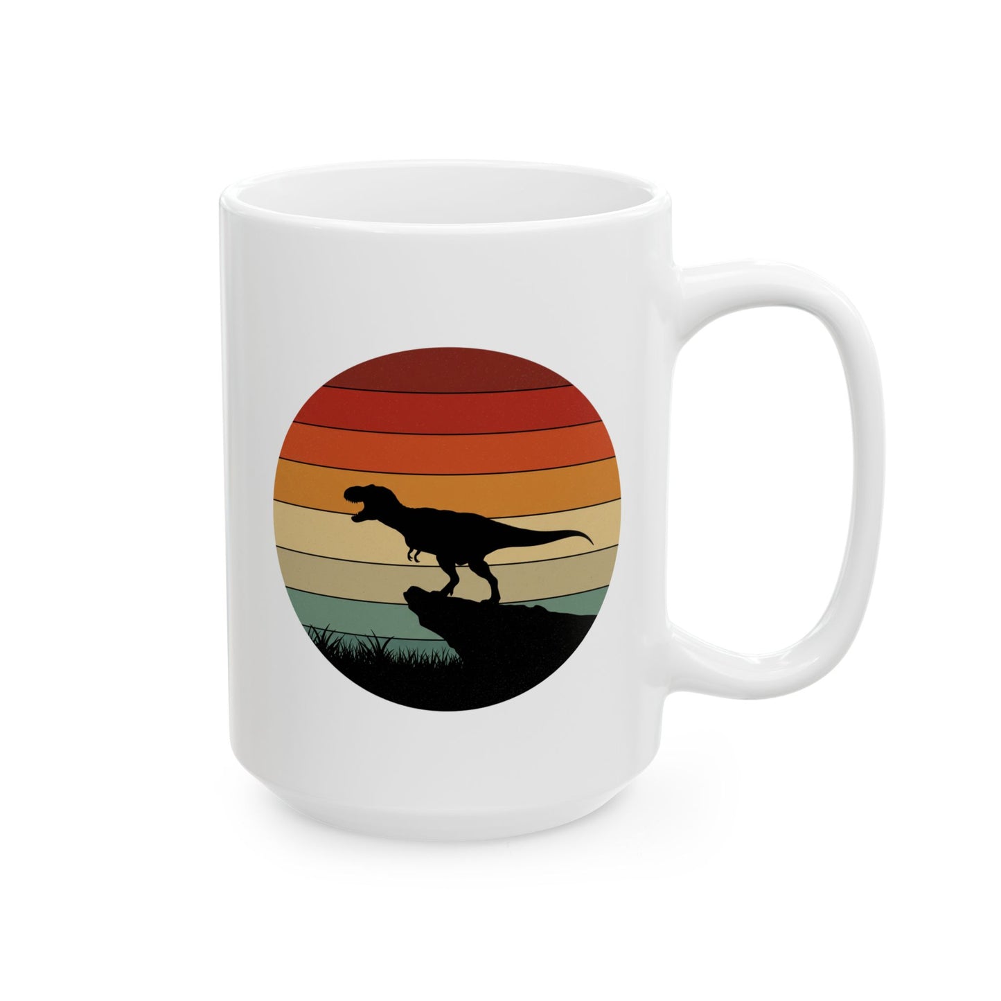 Retro T-Rex Dinosaur Coffee Mug - Funny Tea-Rex Ceramic Cup, Gift for Dino Lovers and Office Humor - 11oz or 15oz