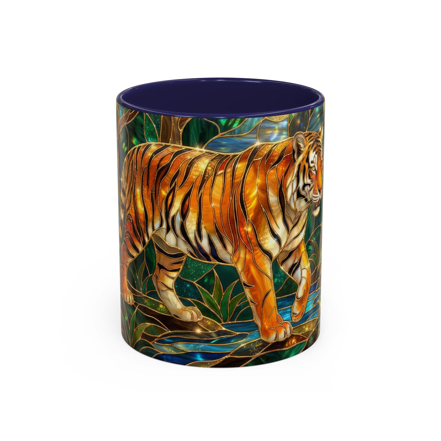 Stained Glass Tiger Mug, Tiger Coffee Cup, Wildlife Art Mug, Jungle Tiger Gift, Animal Lover Mug, Nature Inspired Coffee Cup
