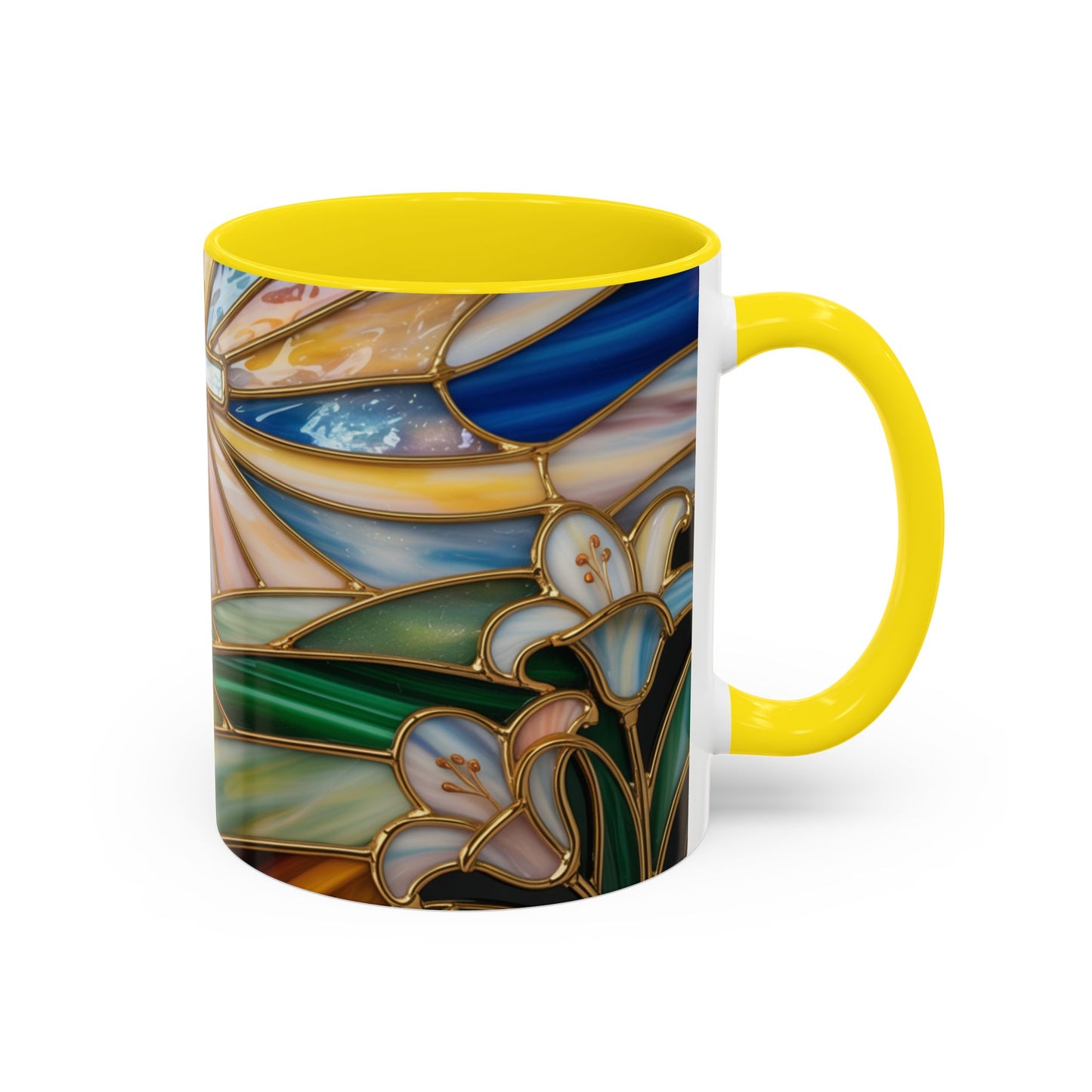 Stained Glass Cross Christian Mug • Inspirational Religious Coffee Cup • Colorful Faith Gift • Bible Verse Style Art • 11oz & 15oz