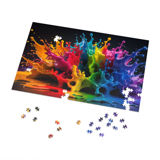 Vibrant Splash Jigsaw Puzzle with Tin - Colorful Pieces for Family Fun