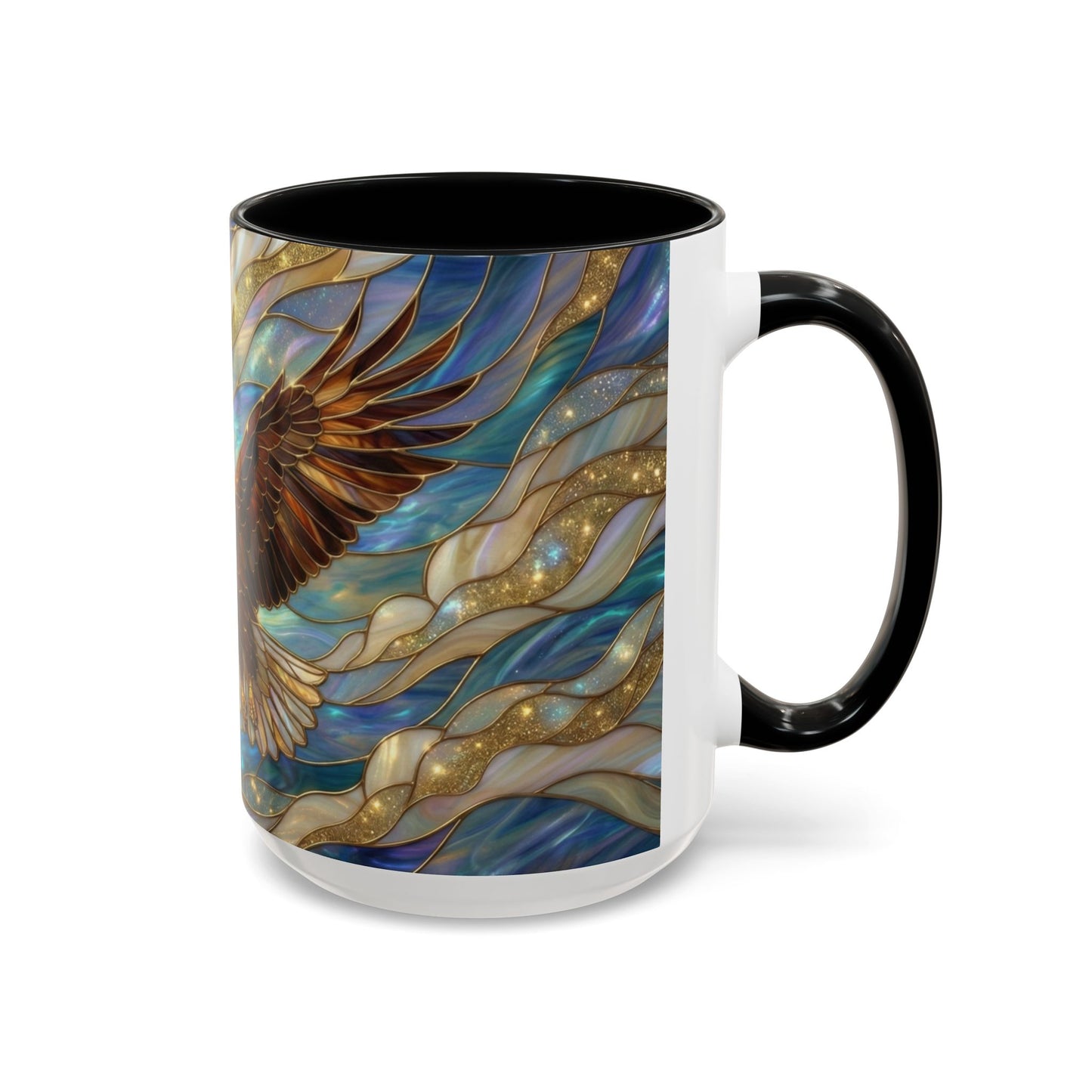 Stained Glass Eagle Mug, Bald Eagle Coffee Mug, Patriotic Eagle Cup, Wildlife Art Mug, Freedom Bird Mug, Nature Art Gift