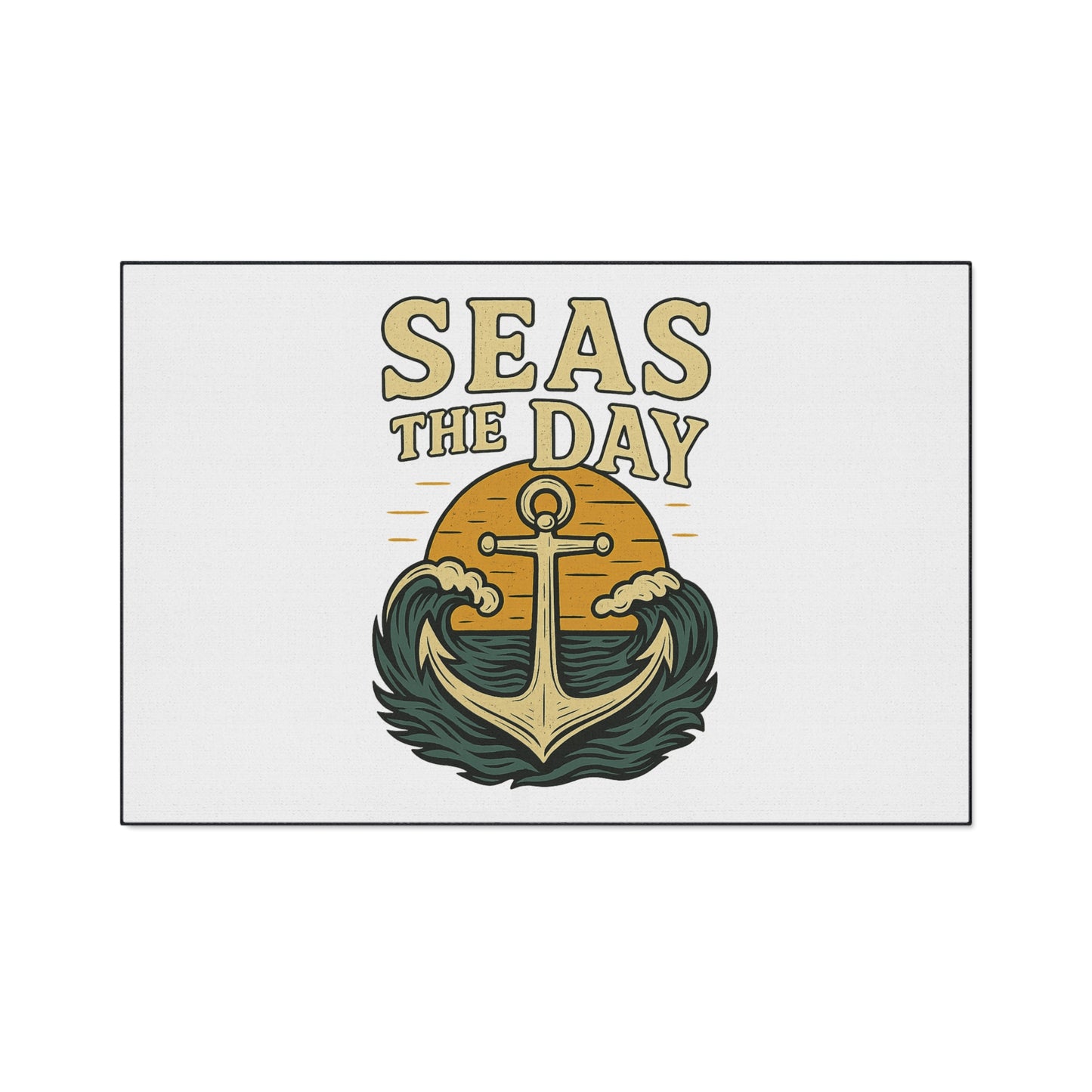 Seas the Day Nautical Doormat - Funny Anchor Rug - Coastal Home Decor - Beach House Entry Mat - Ocean Themed Gift - Boat Lover Decor