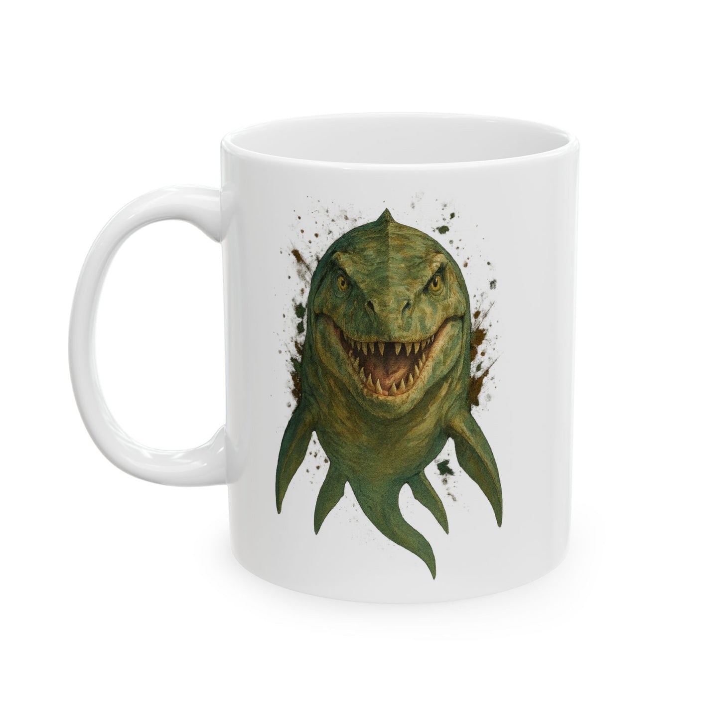 Mosasaurus Ceramic Mug - Dinosaur Coffee Cup | Prehistoric Tidal Beast Gift for Paleontology Fans | 11oz/15oz Dishwasher Safe Jurassic Cup